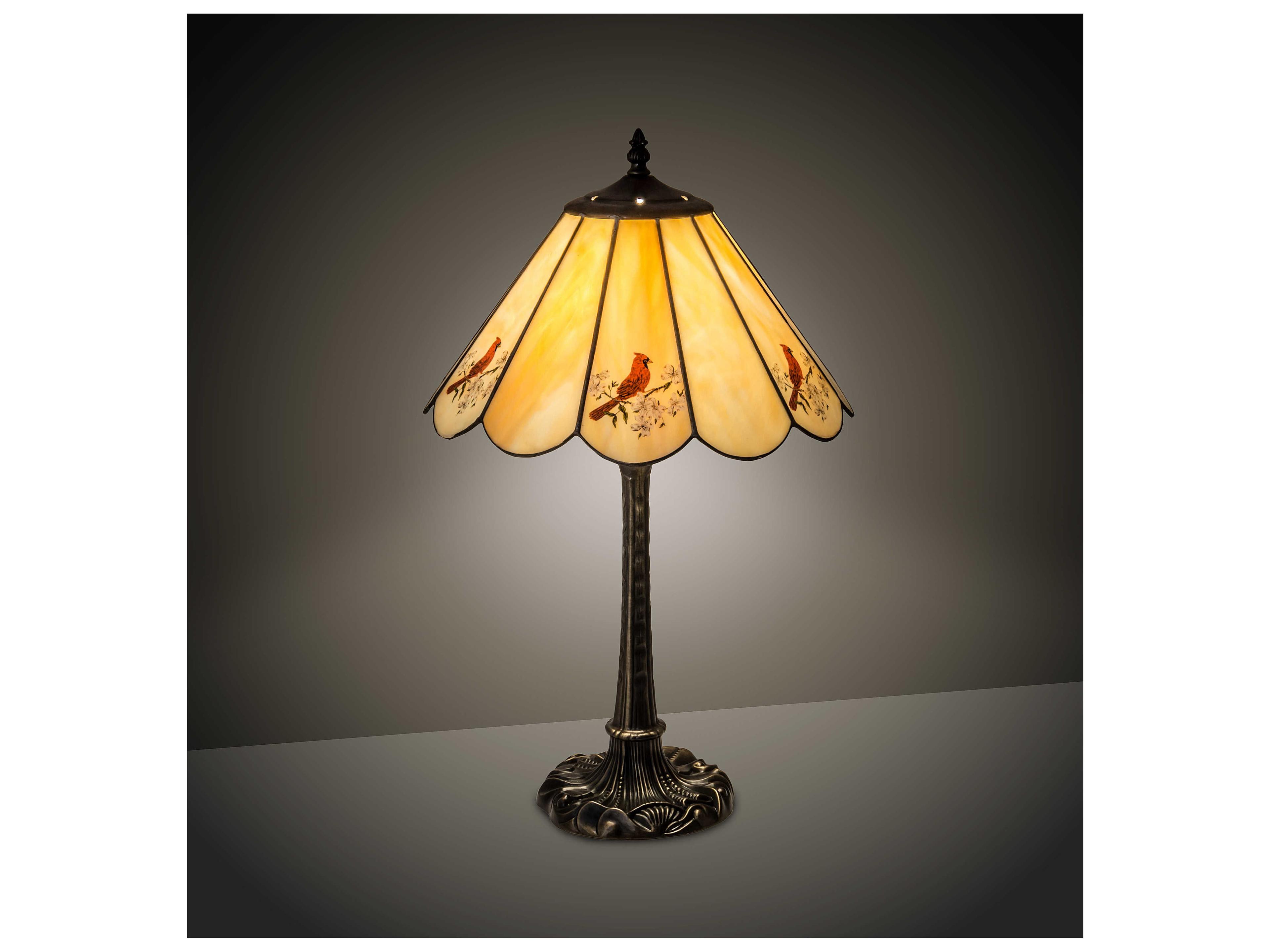 Meyda Cardinal Glass Ruby Green Beige Off White Table Lamp