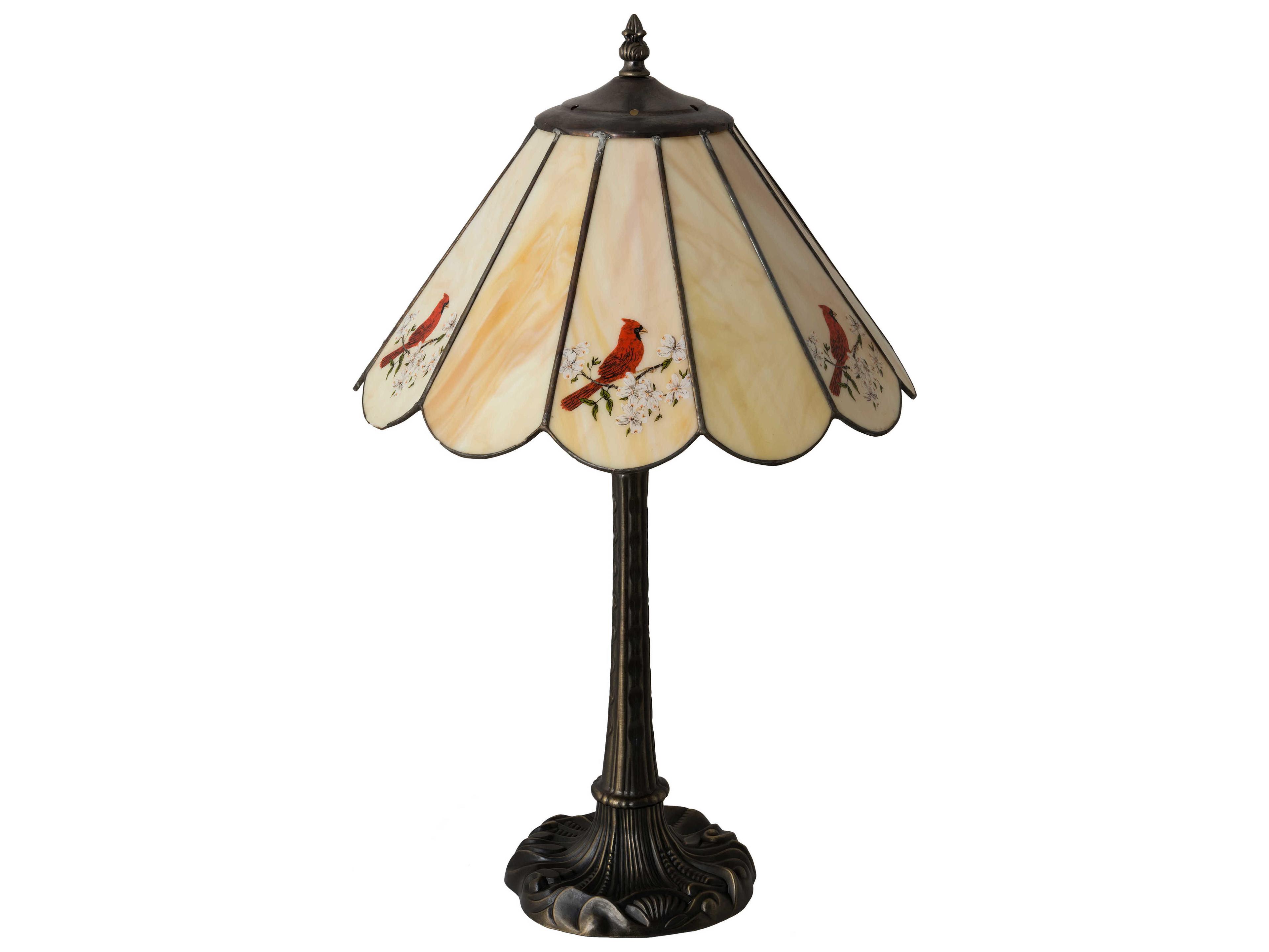 Meyda Cardinal Glass Ruby Green Beige Off White Table Lamp