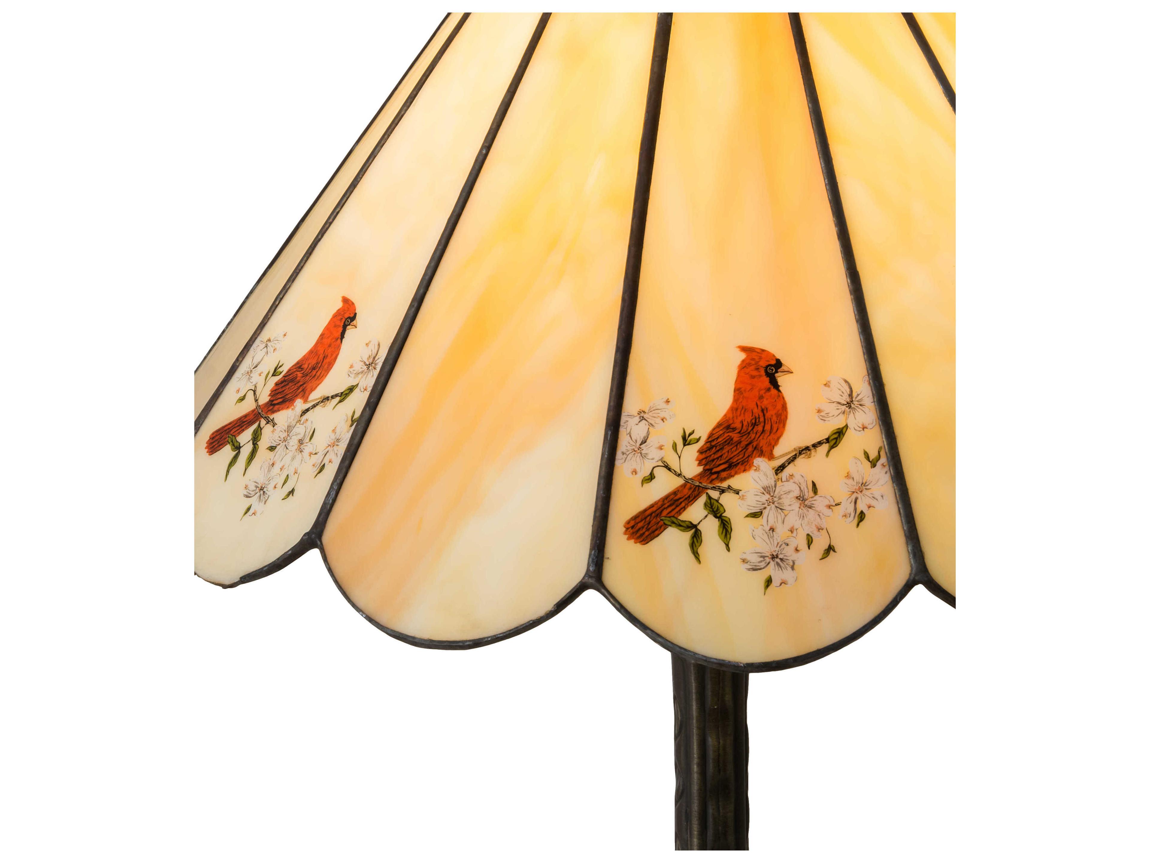 Meyda Cardinal Glass Ruby Green Beige Off White Table Lamp