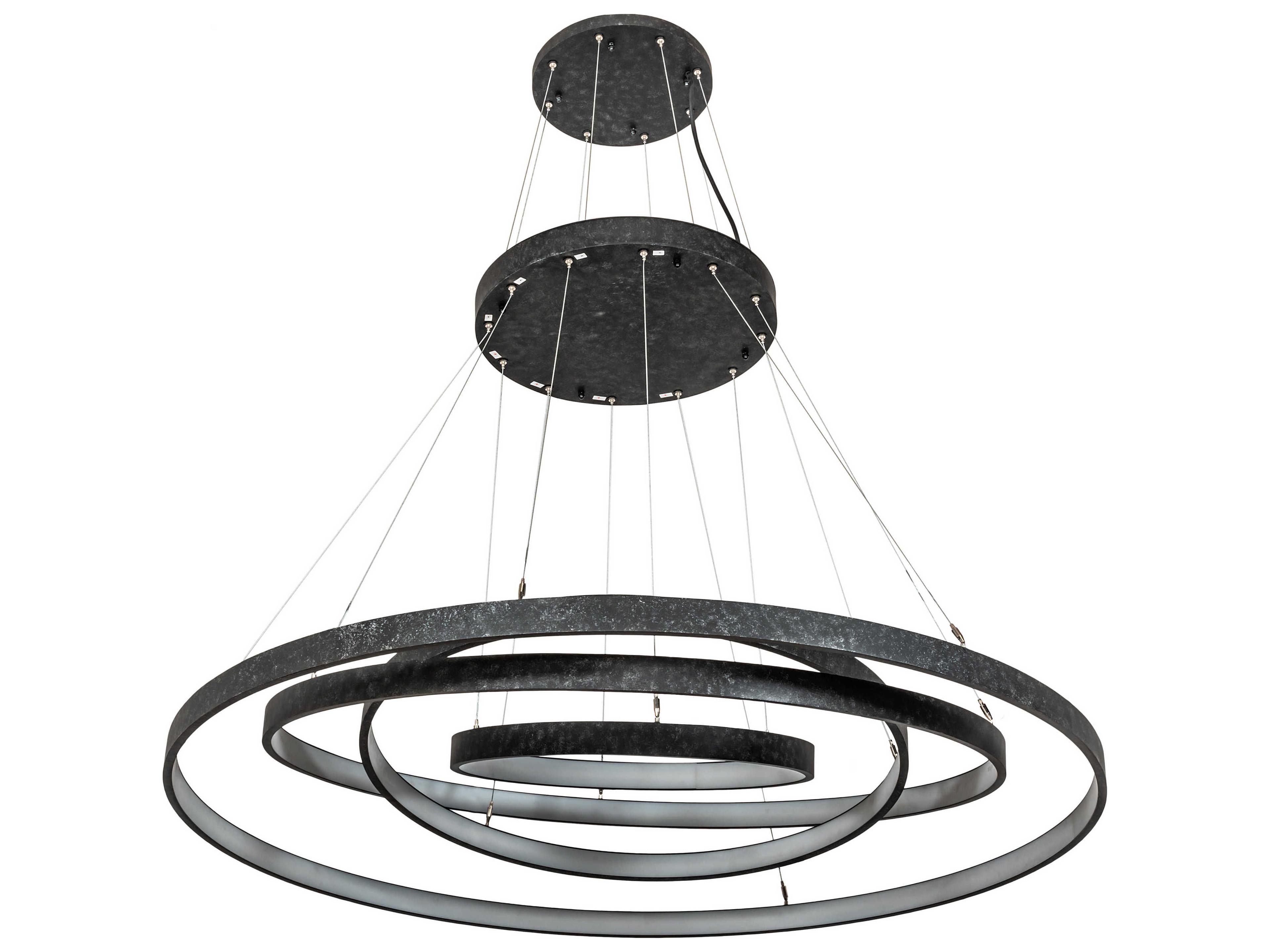 Meyda Anillo Black White Grey LED Round Tiered Pendant