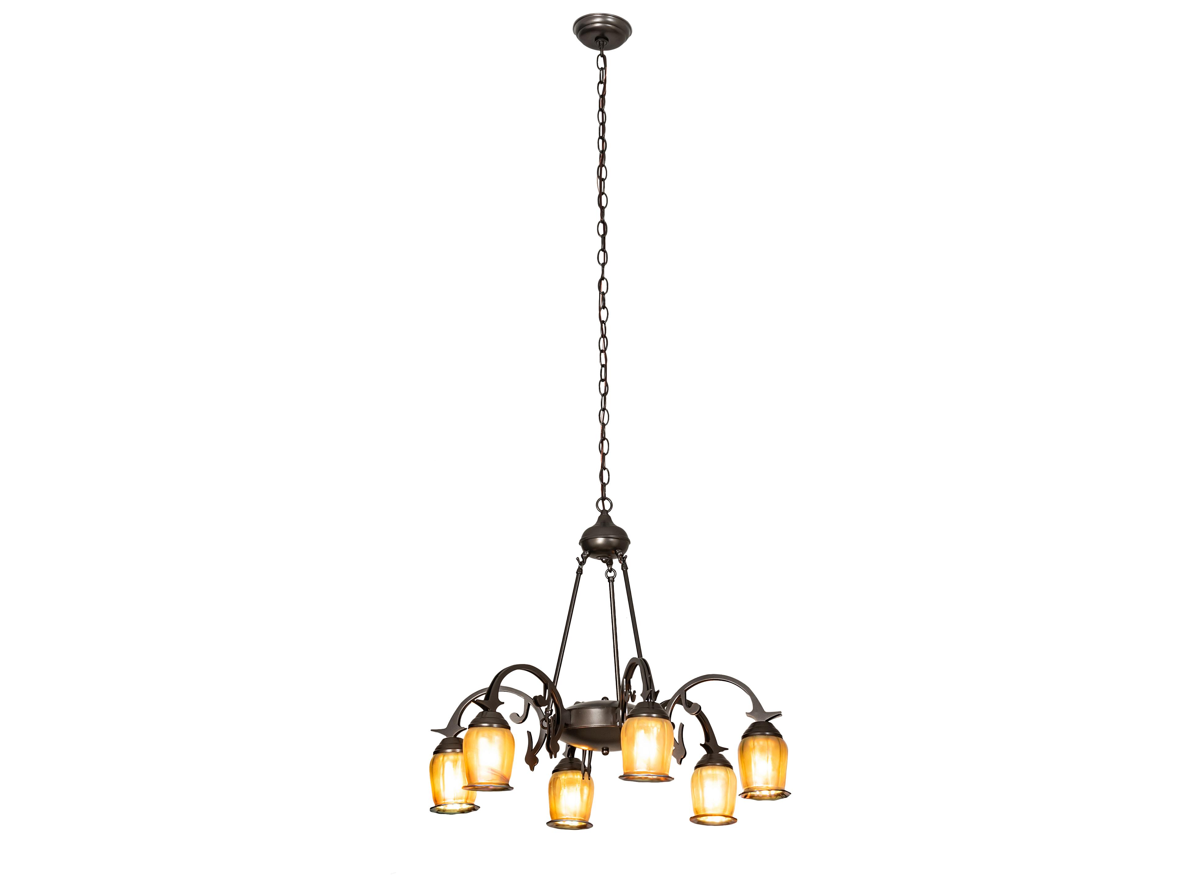 Meyda Revival 6-Light Oil Rubbed Bronze Gold Glass Bell Chandelier