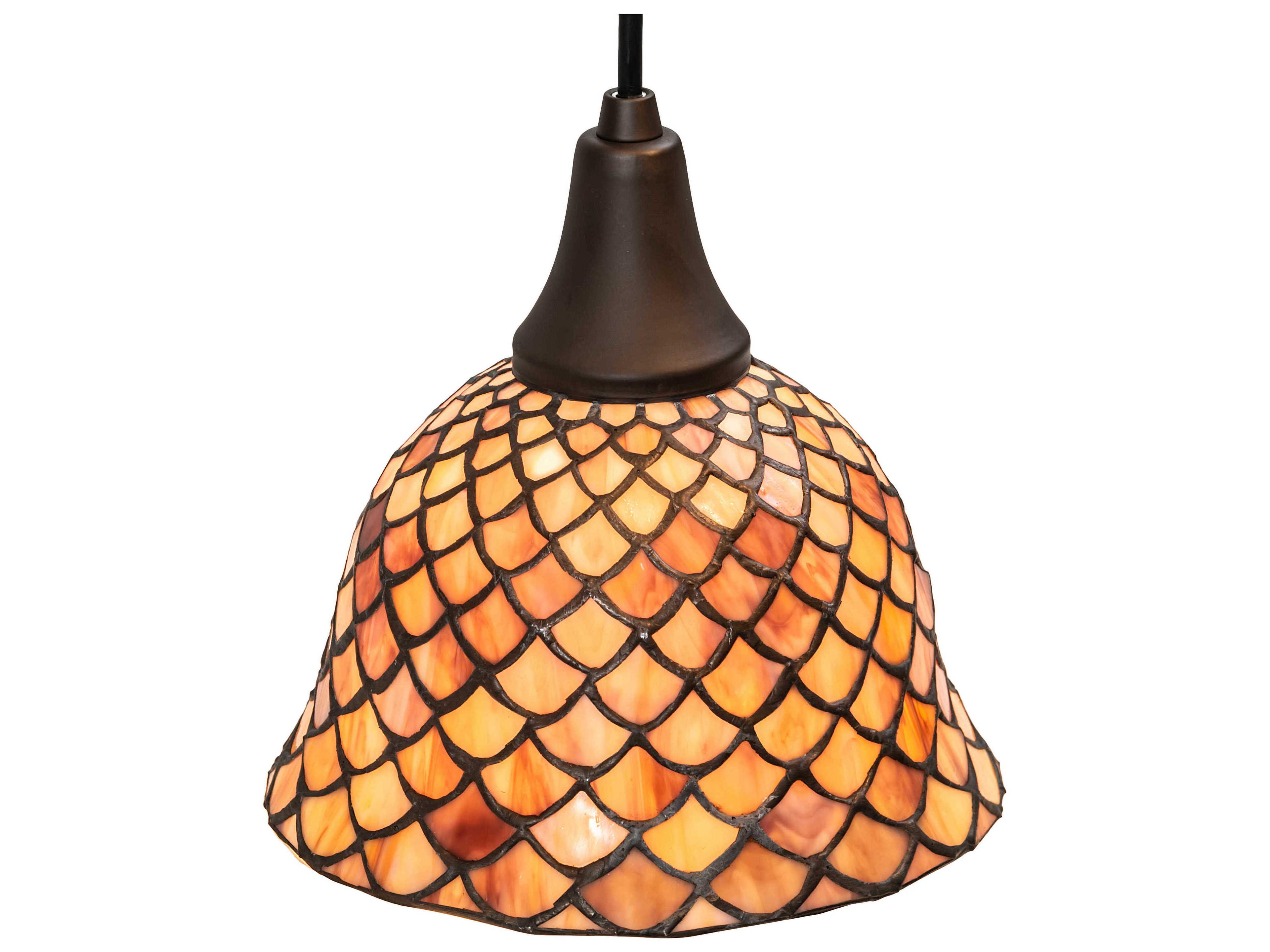 Meyda Tiffany Fishscale 3-Light Oil Rubbed Bronze Brown Glass Bell Pendant