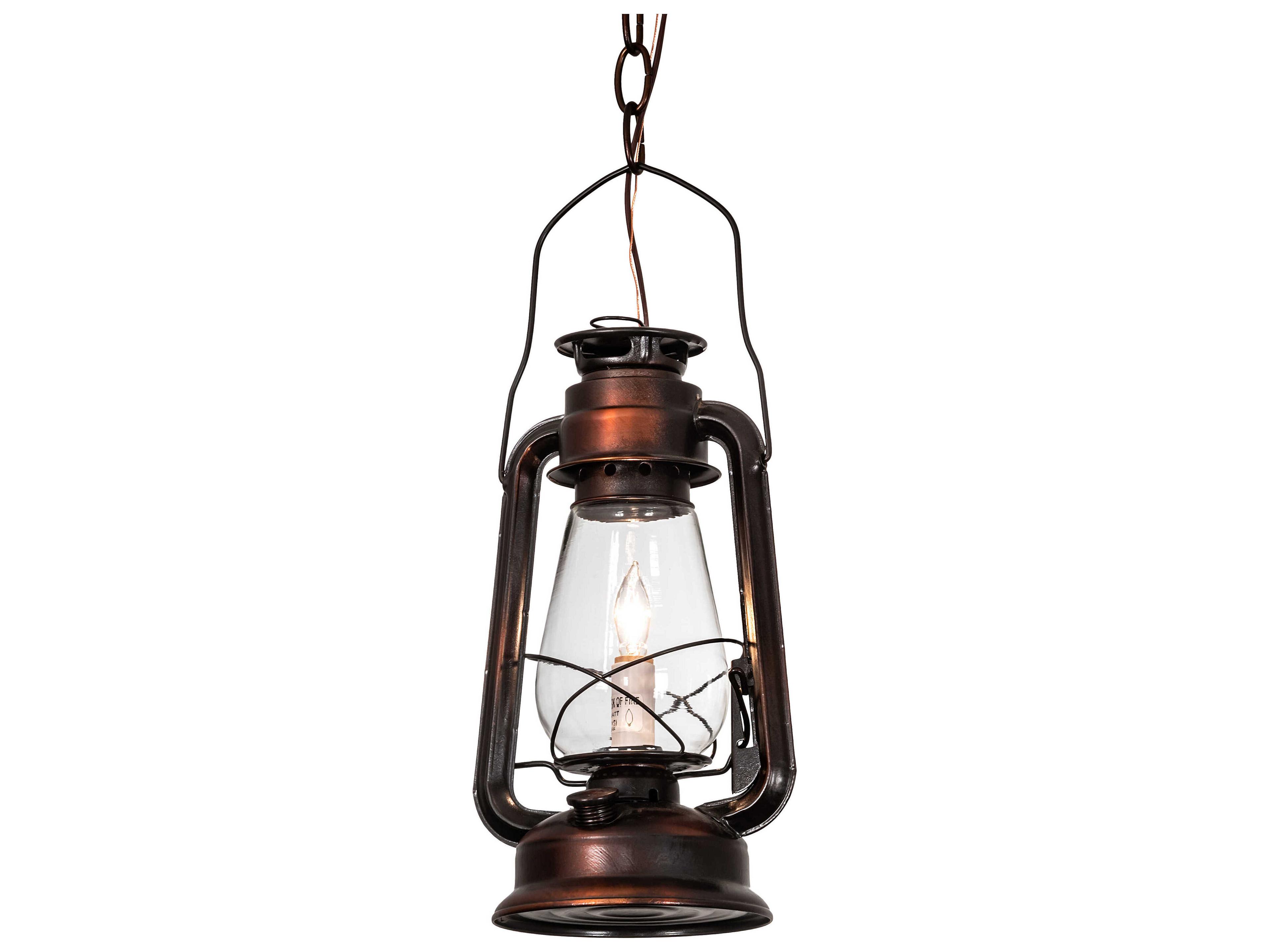 Miners Lantern 1-Light Vintage Copper Glass Mini Pendant