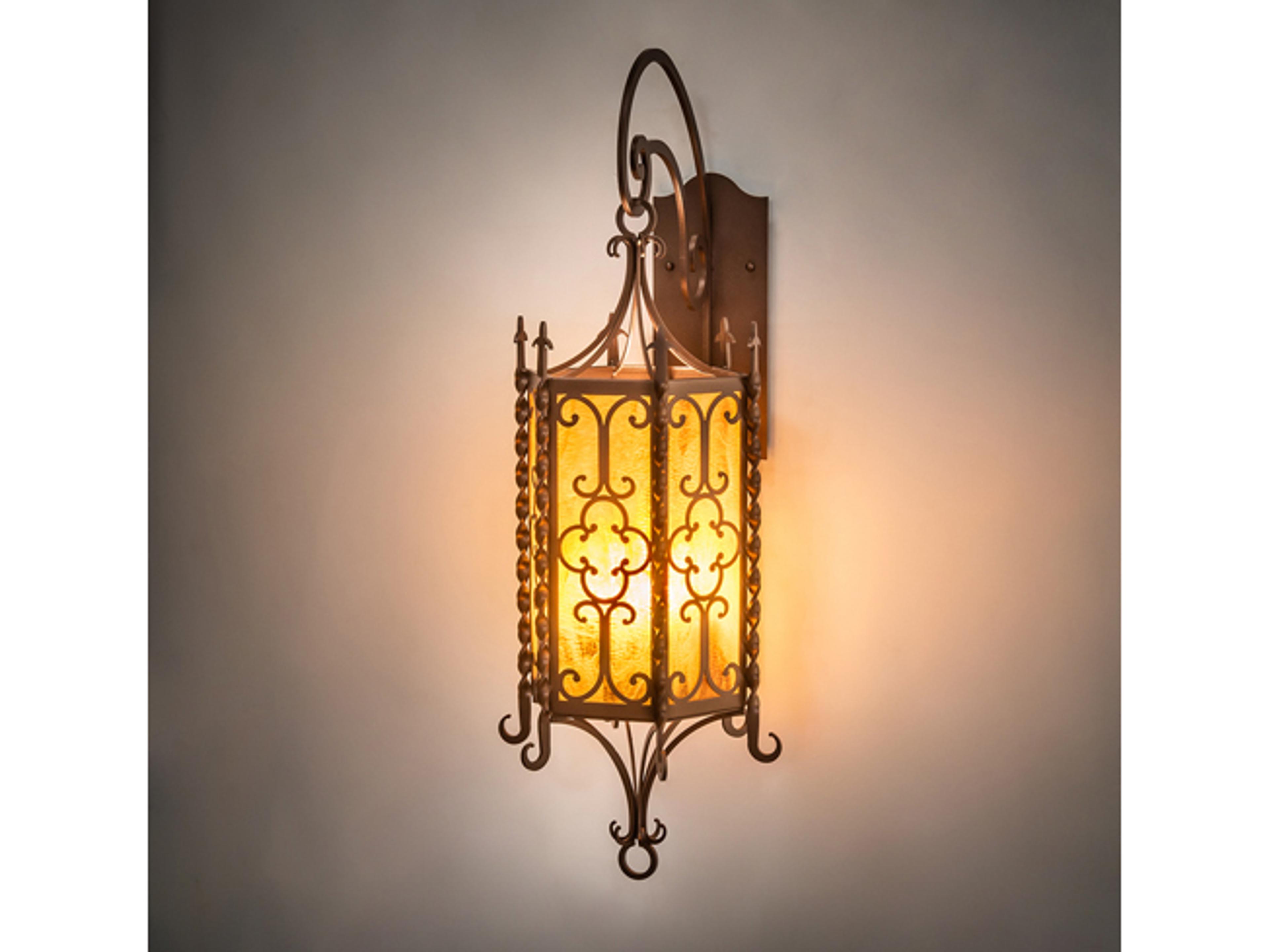 3-Light Mahogany Bronze Glass Wall Sconce