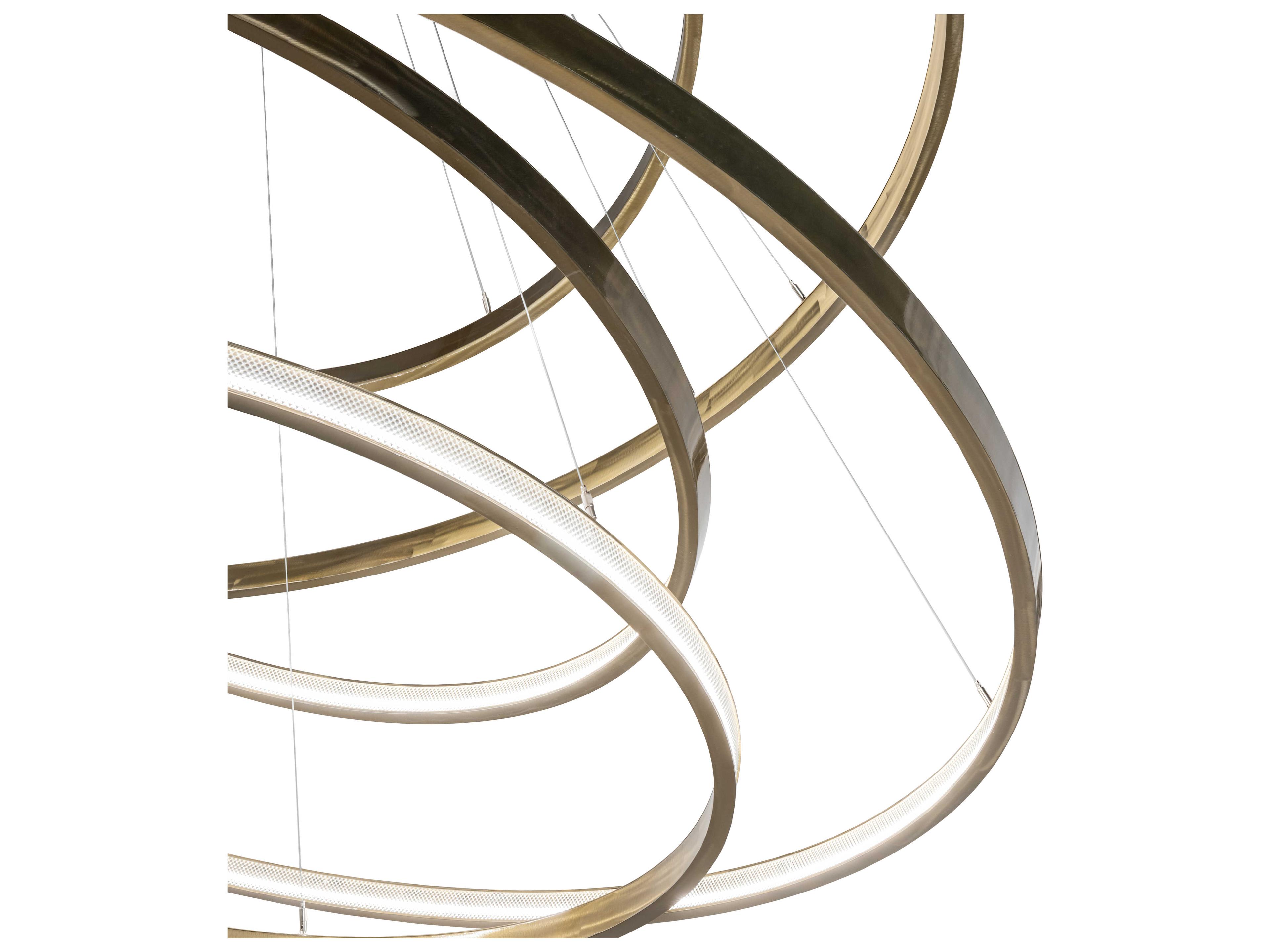 Meyda Anillo Strip Brass Tint LED Round Tiered Pendant