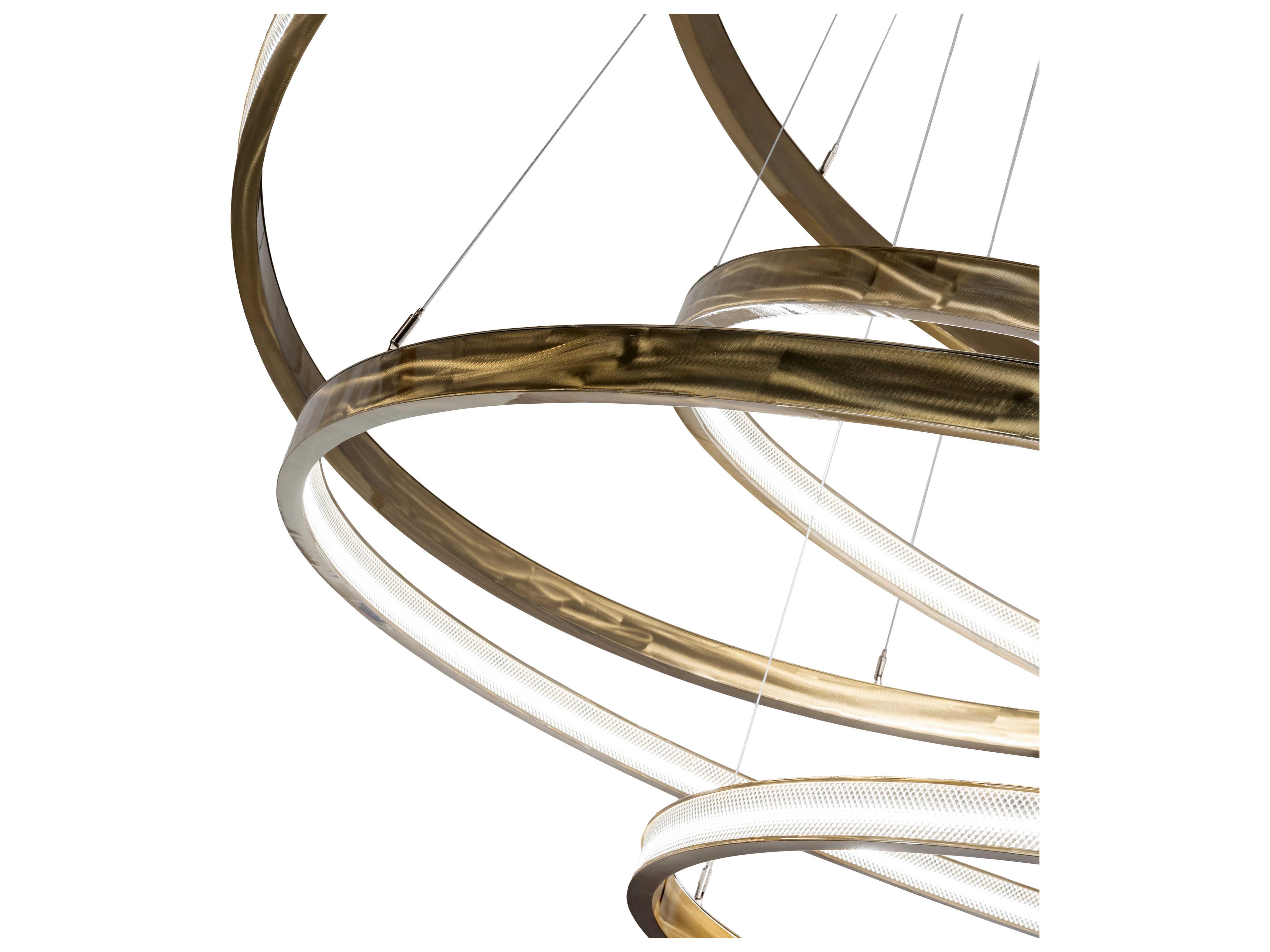 Meyda Anillo Strip Brass Tint LED Round Tiered Pendant