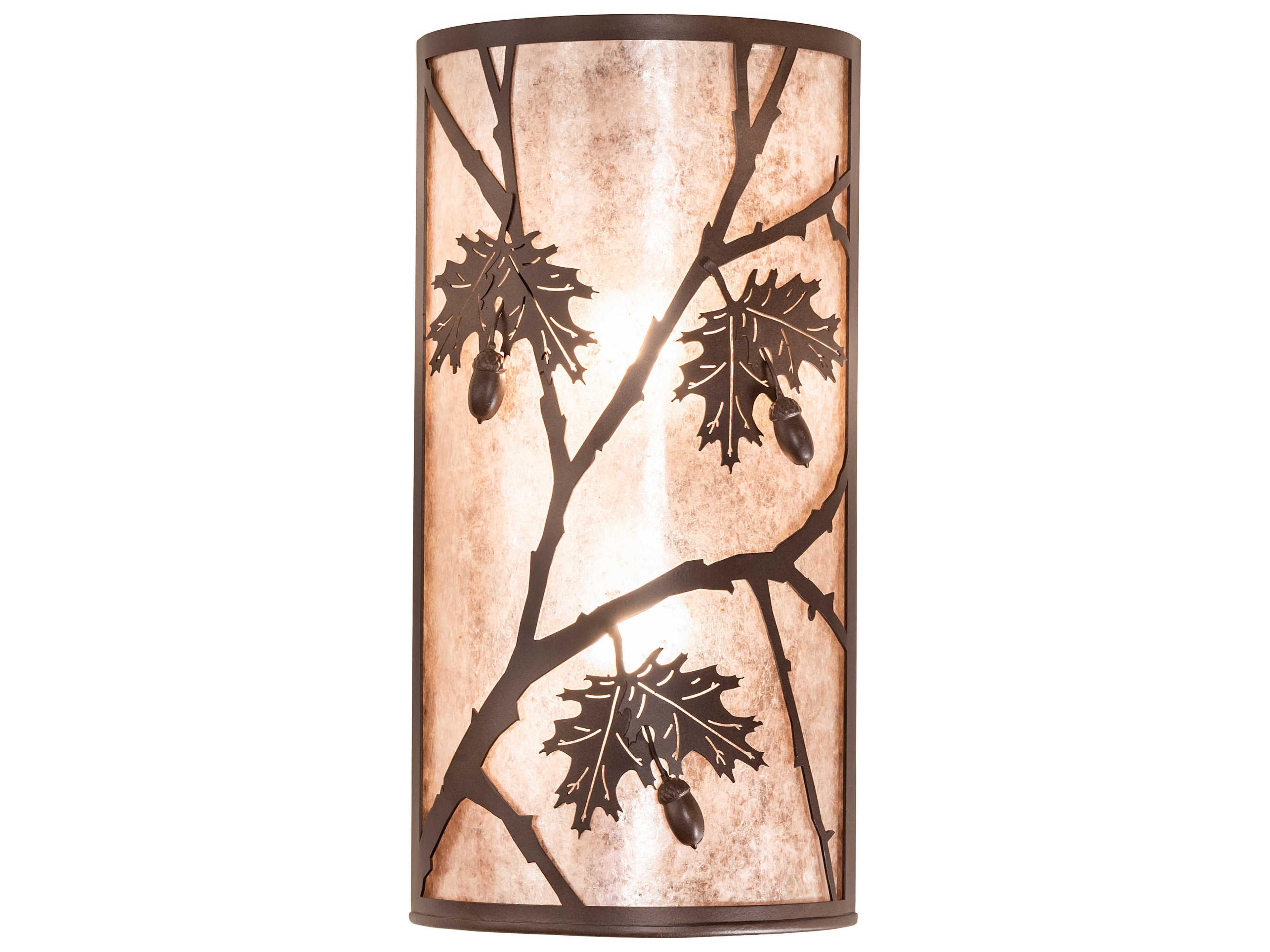 Meyda Oak Leaf & Acorn 2-Light Brown Wall Sconce