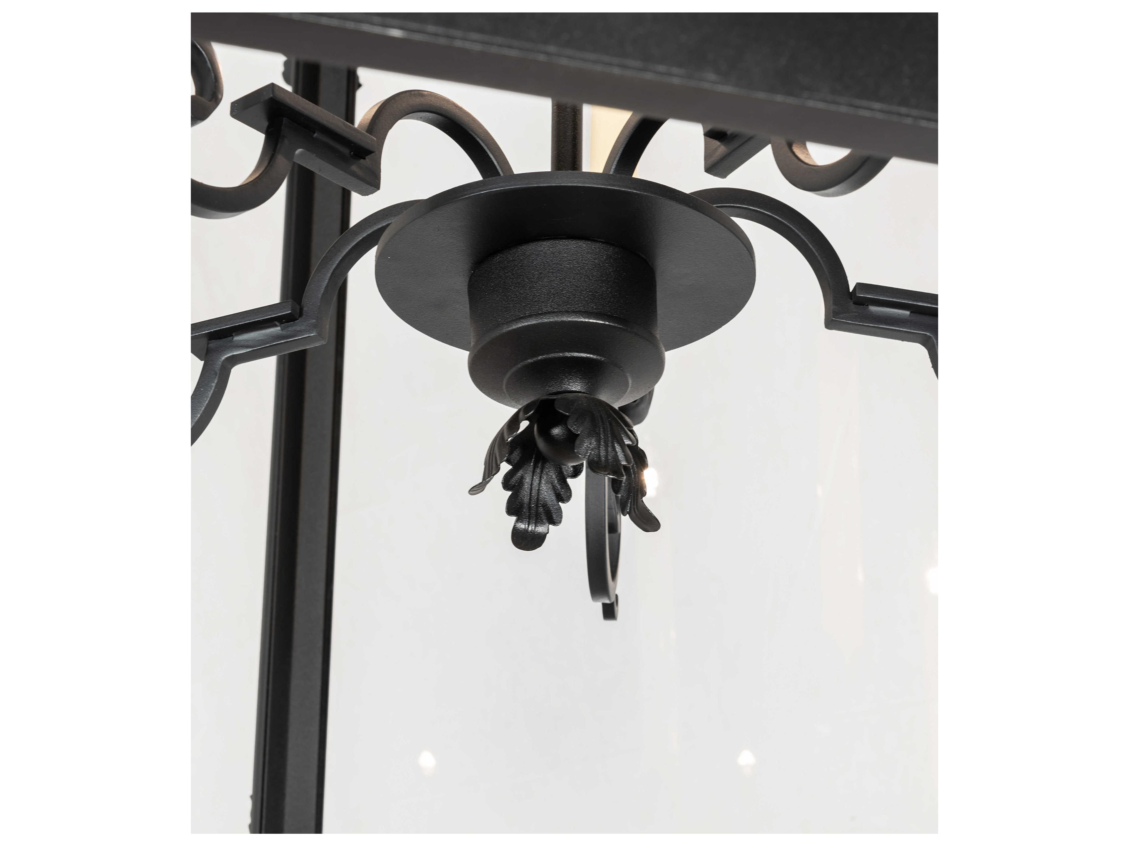 Meyda Lattimer 5-Light Black Ivory Clear White Glass Lantern Chandelier