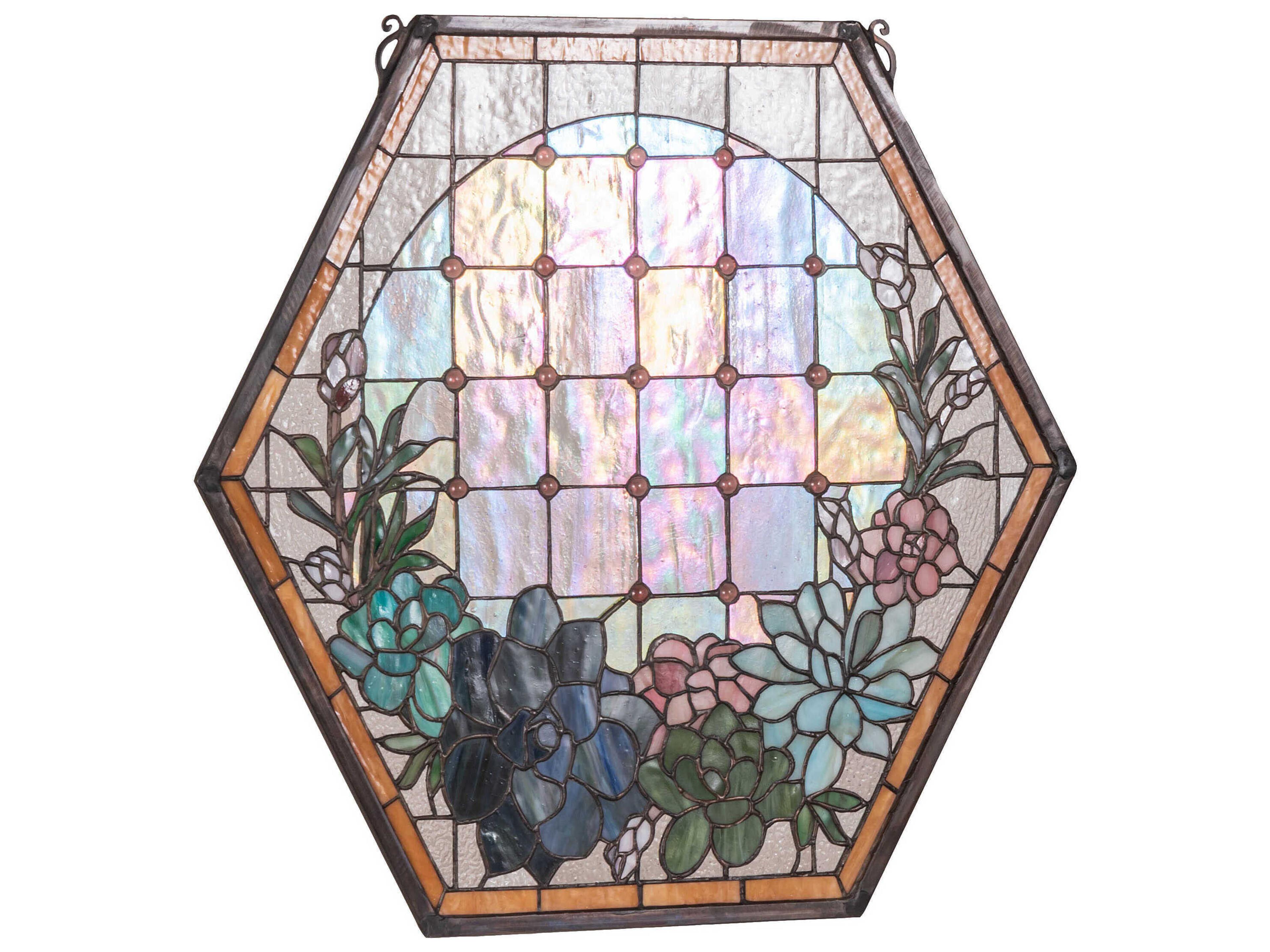 Meyda Copper 20" High Succulent Window Glass Wall Art