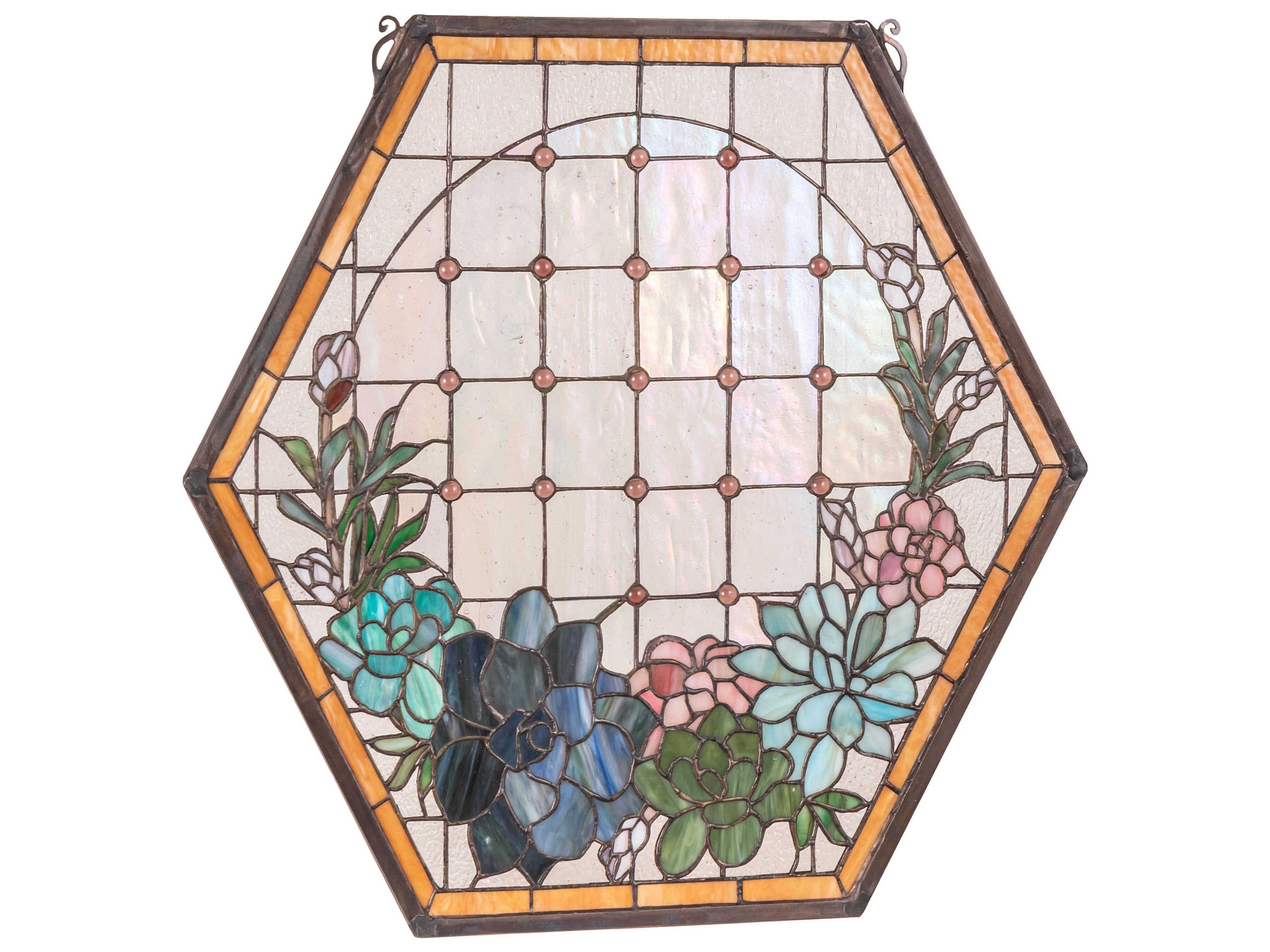 Meyda Copper 20" High Succulent Window Glass Wall Art