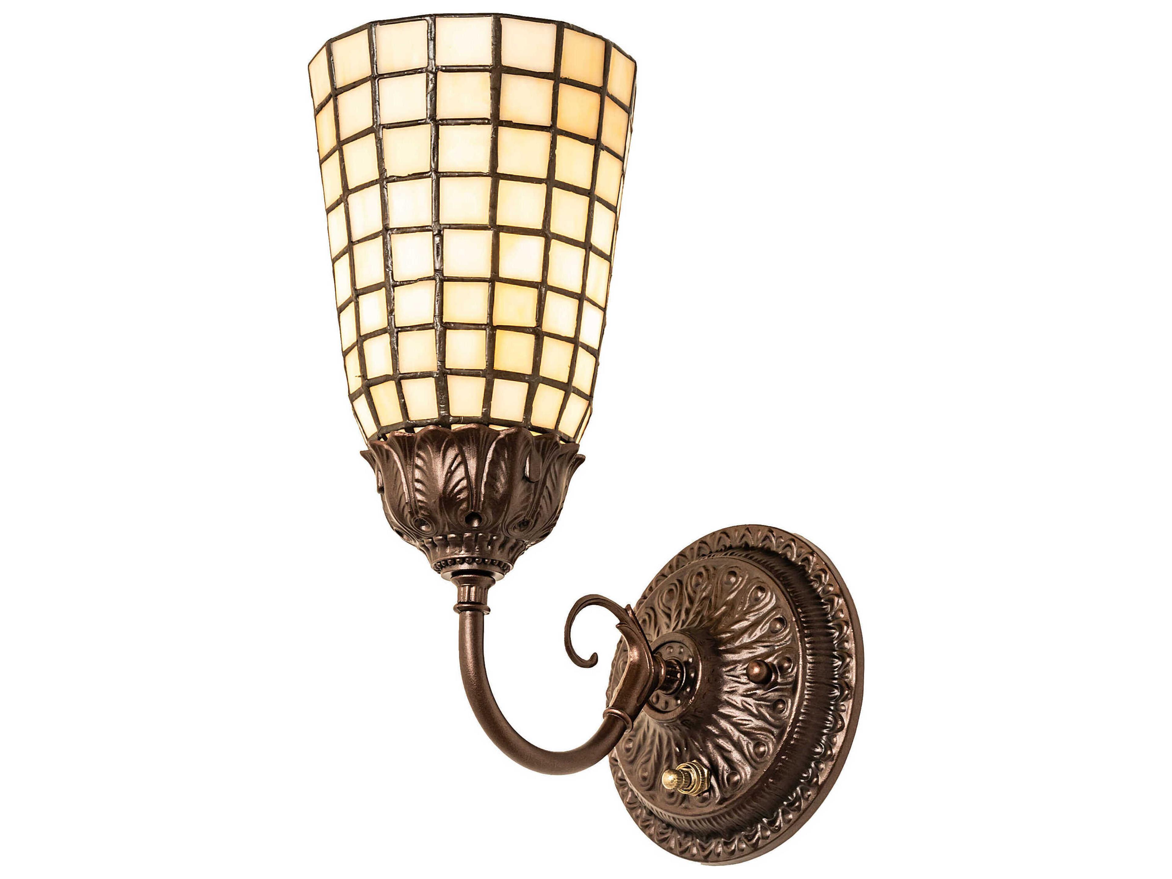 1-Light Mahogany Bronze Glass Tiffany Wall Sconce