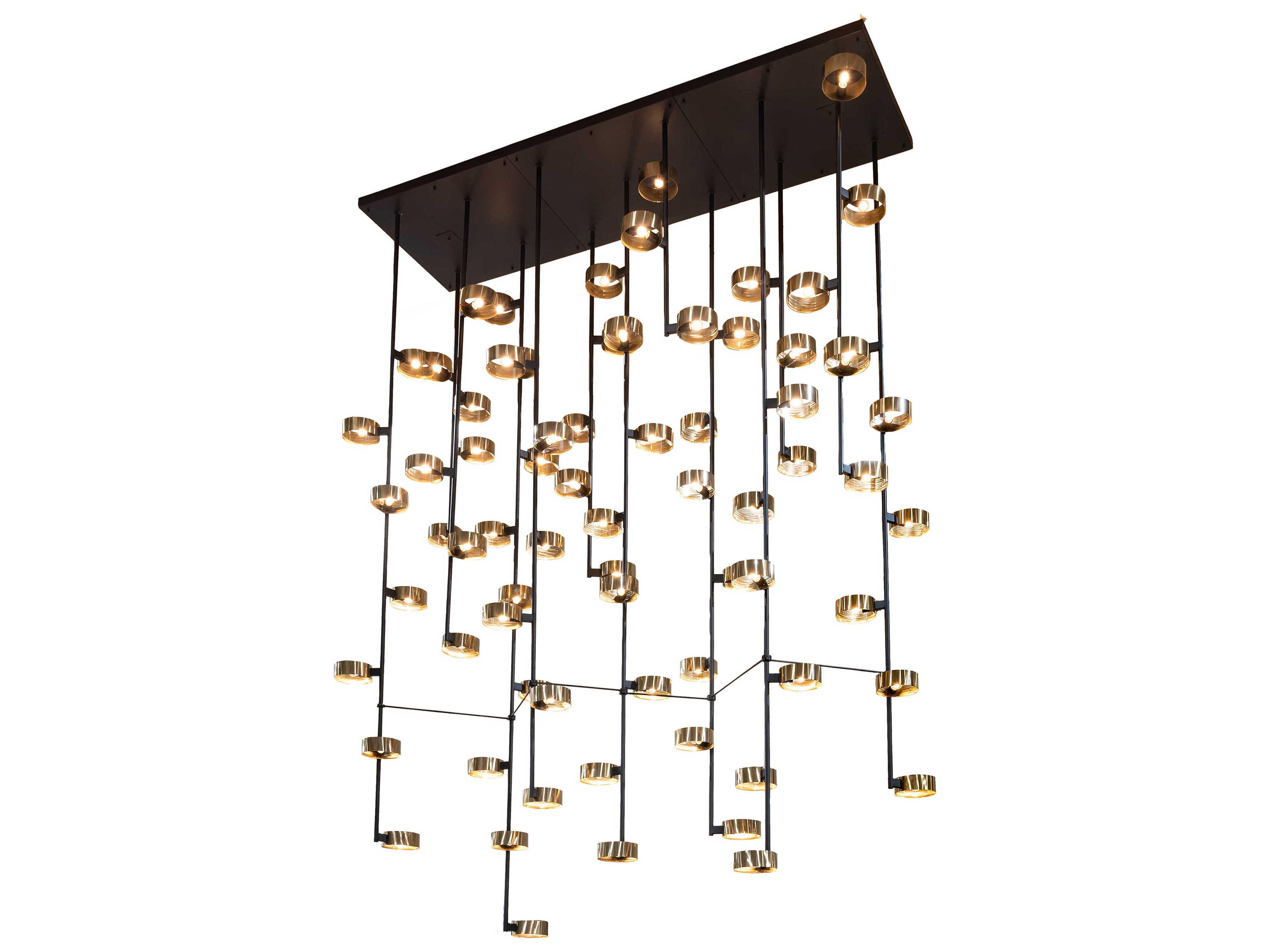 72-Light Brass Tint Glass Linear Island Pendant