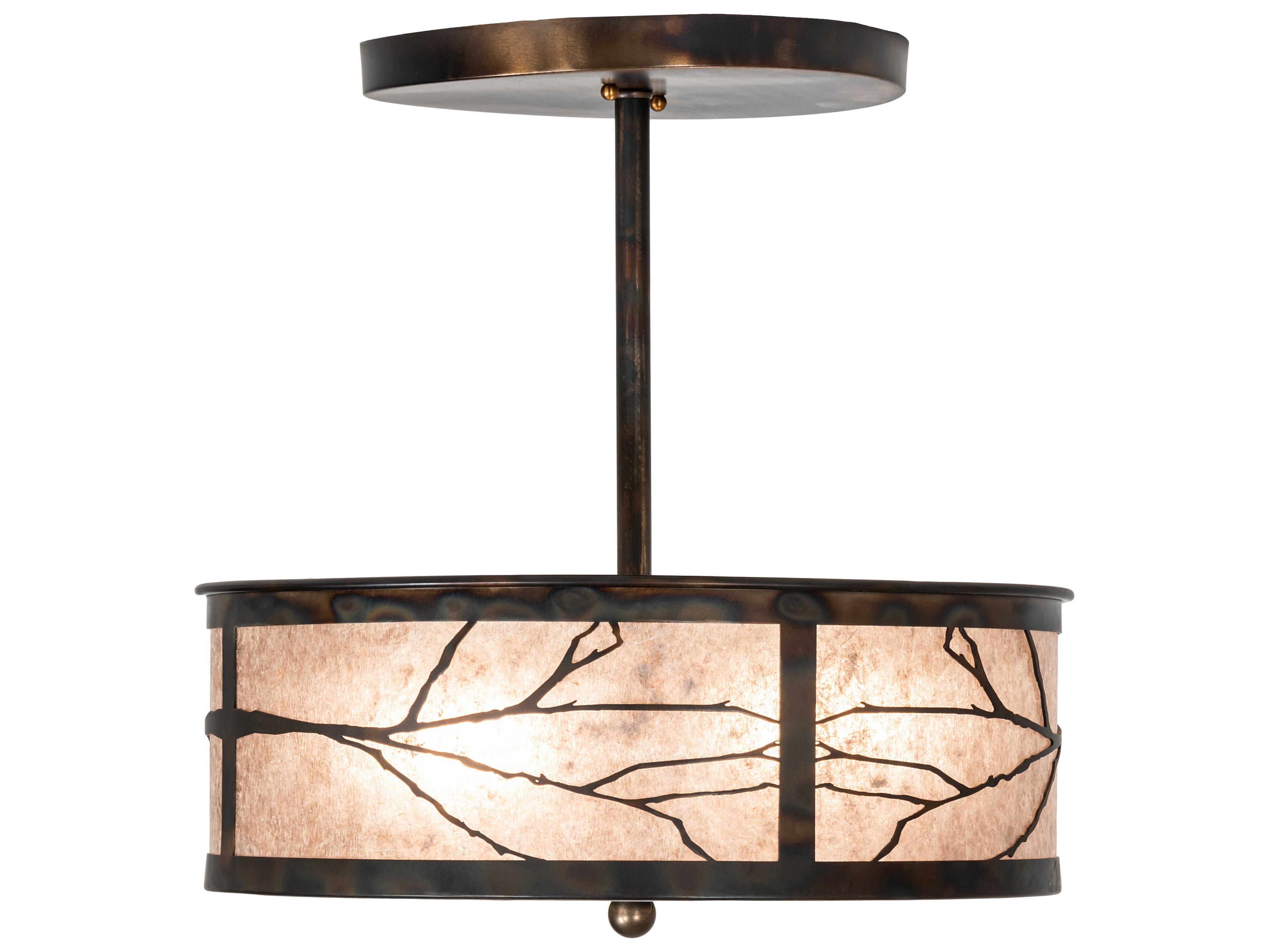 Meyda Branches 2-Light Antique Copper Drum Pendant