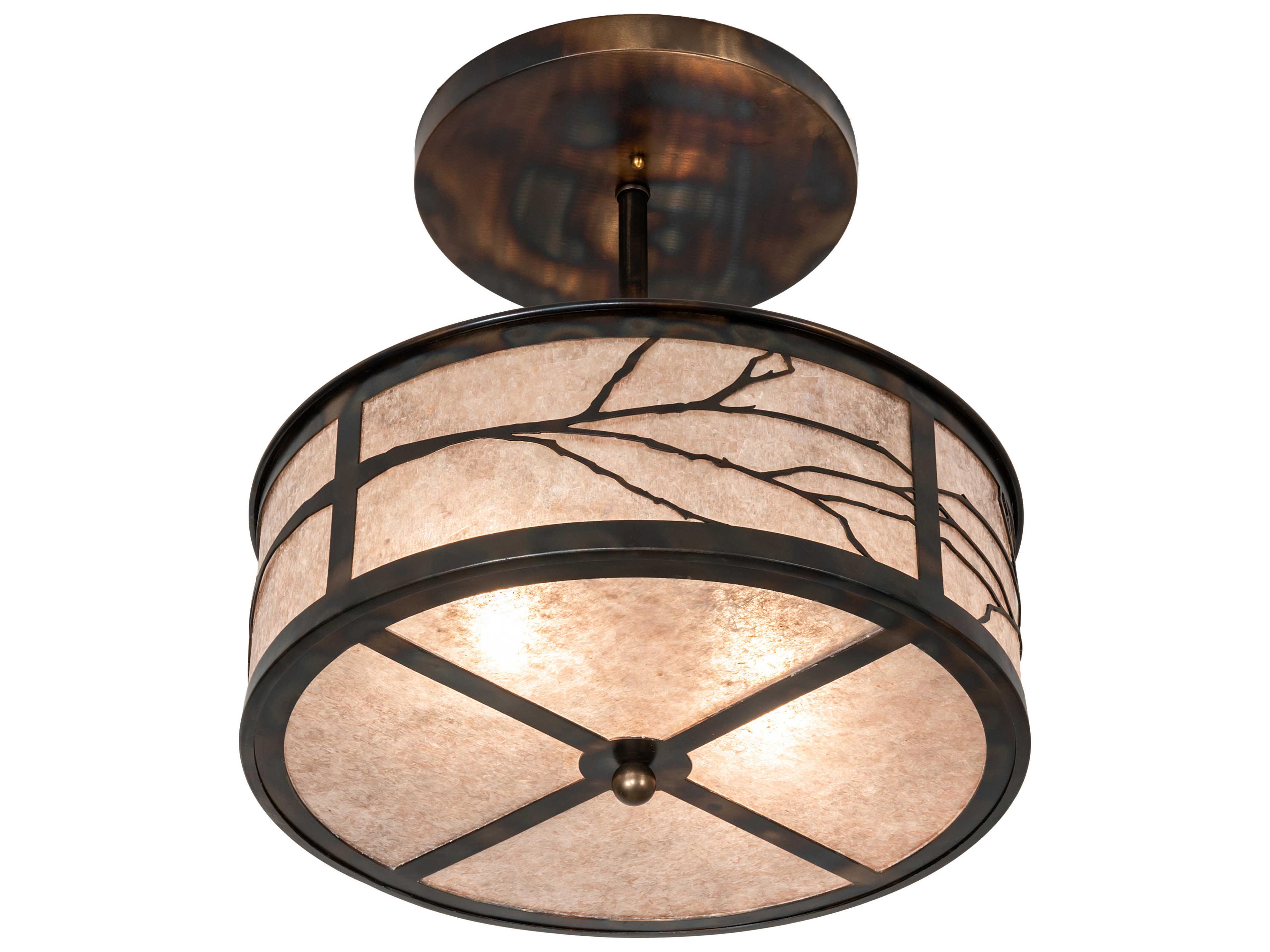 Meyda Branches 2-Light Antique Copper Drum Pendant
