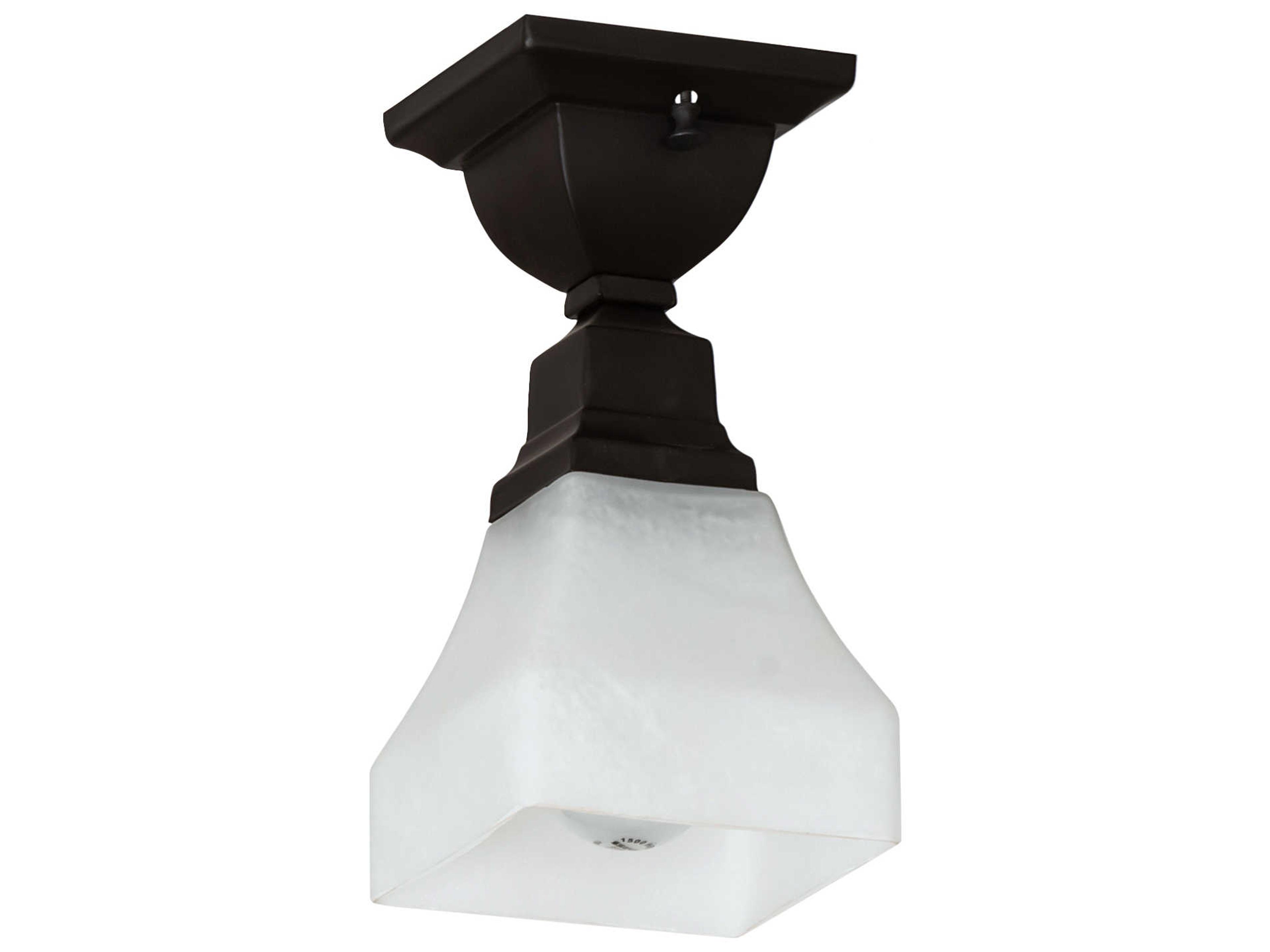 Meyda Bungalow 1-Light Oil Rubbed Bronze Glass Flush Mount