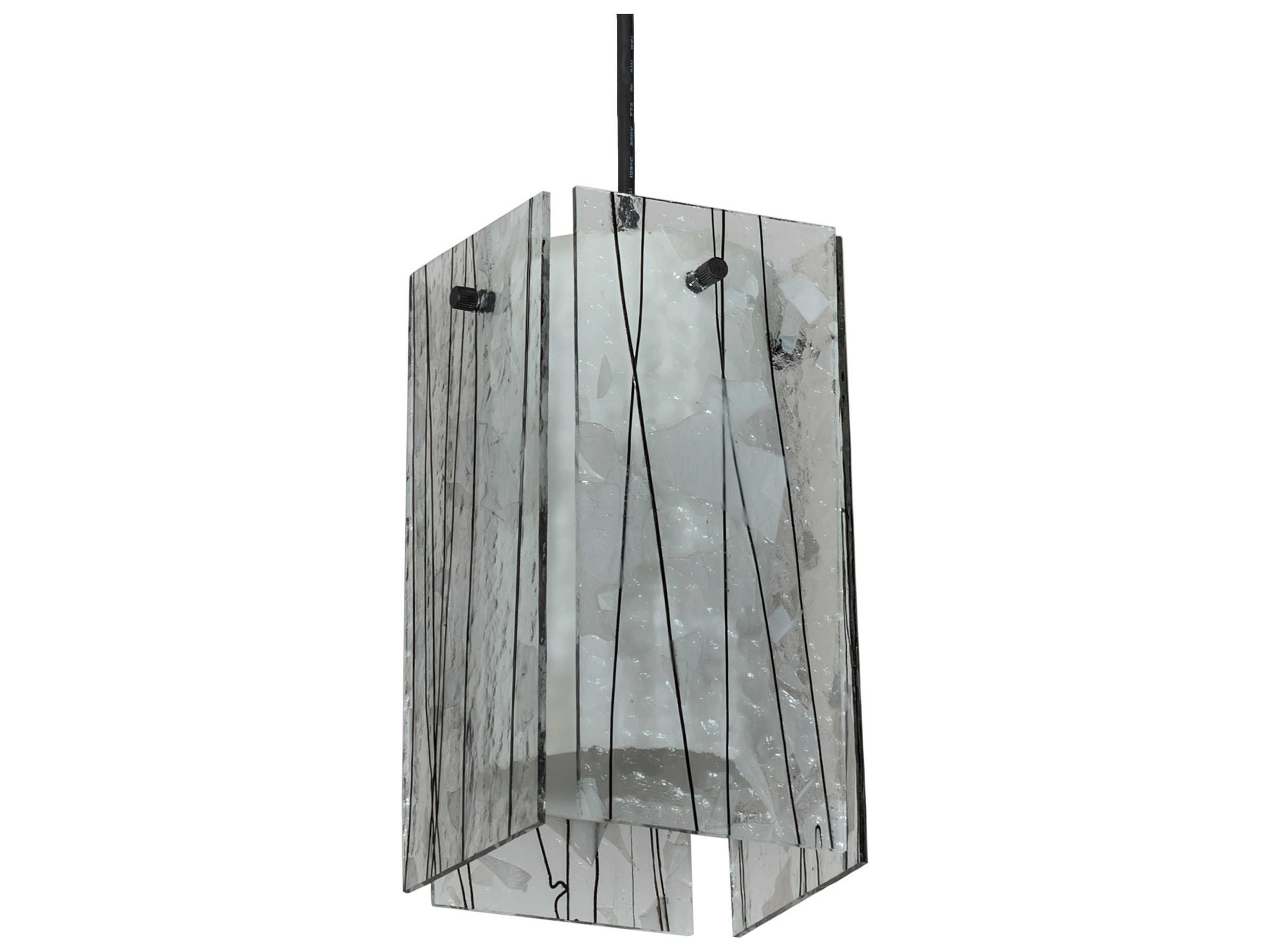 Meyda Metro Fusion 1-Light Textured Black Glass Cylinder Geometric Mini Pendant