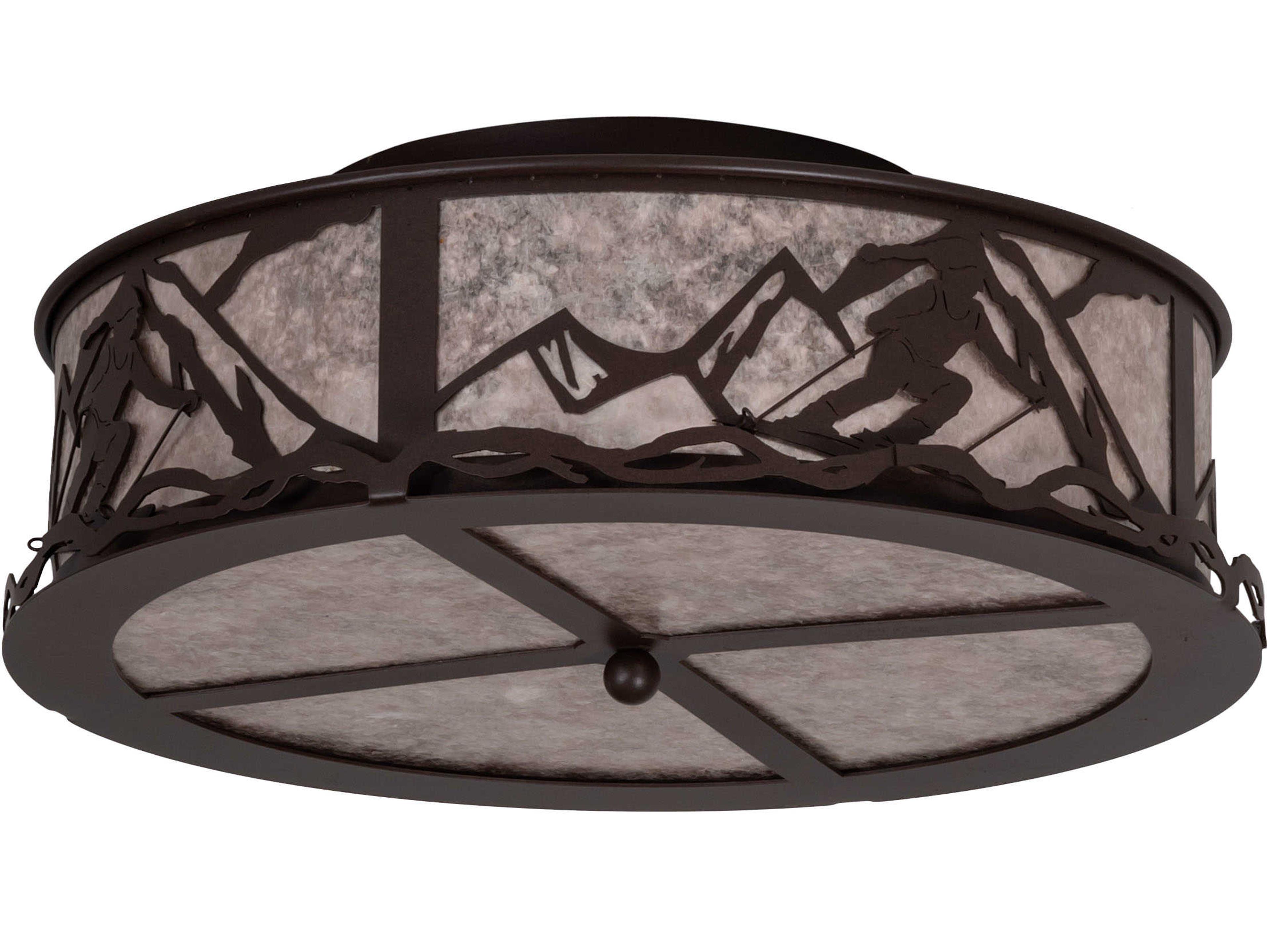 Meyda Alpine 4-Light Brown Glass Drum Flush Mount