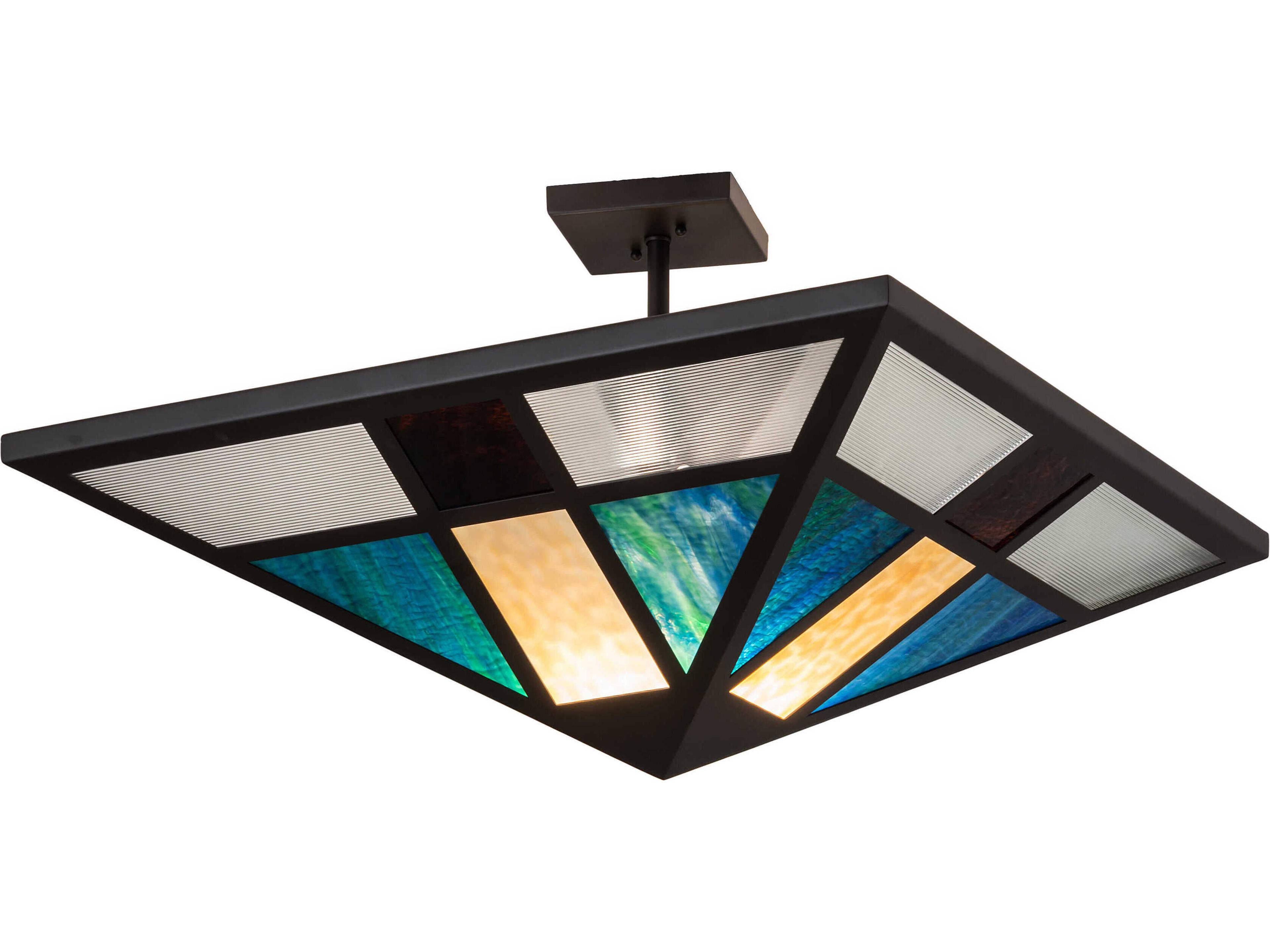 Polaris 1-Light Oil Rubbed Bronze Glass LED Geometric Semi Flush Mount