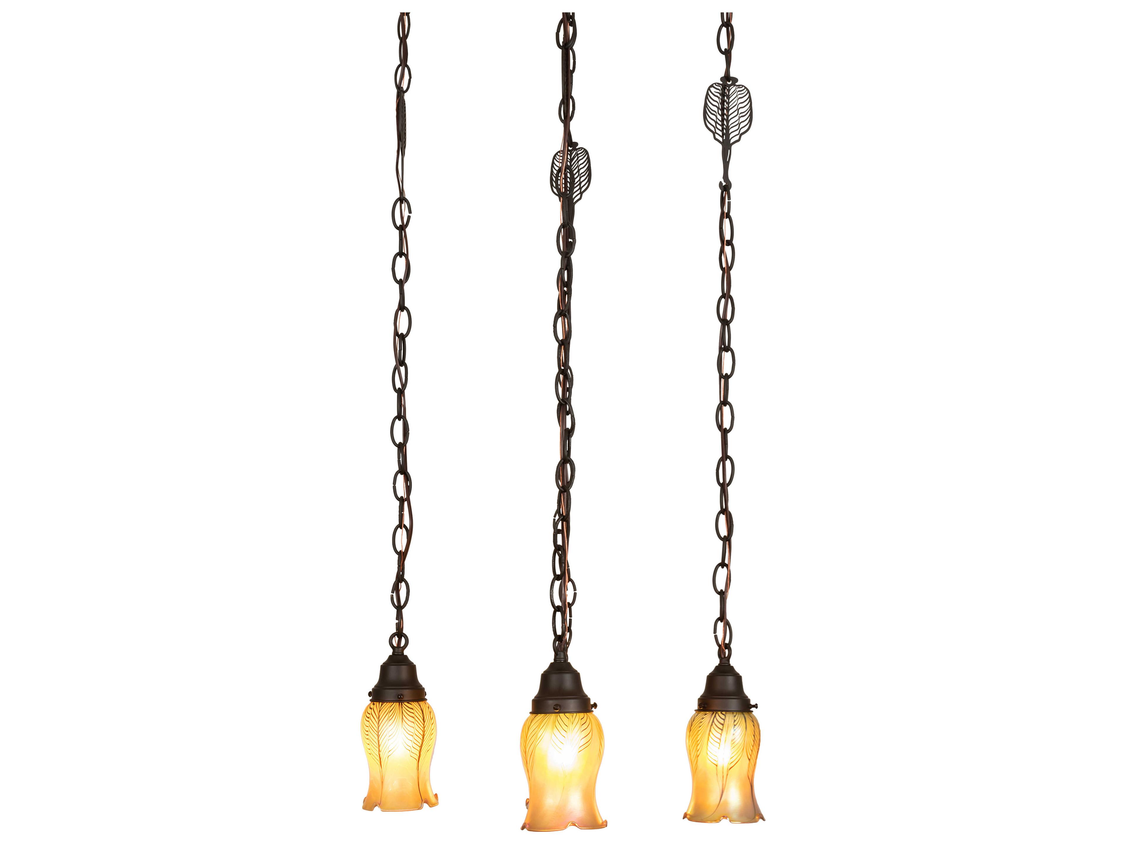 Meyda Bungalow 4-Light Craftsman Brown Glass Bell Pendant