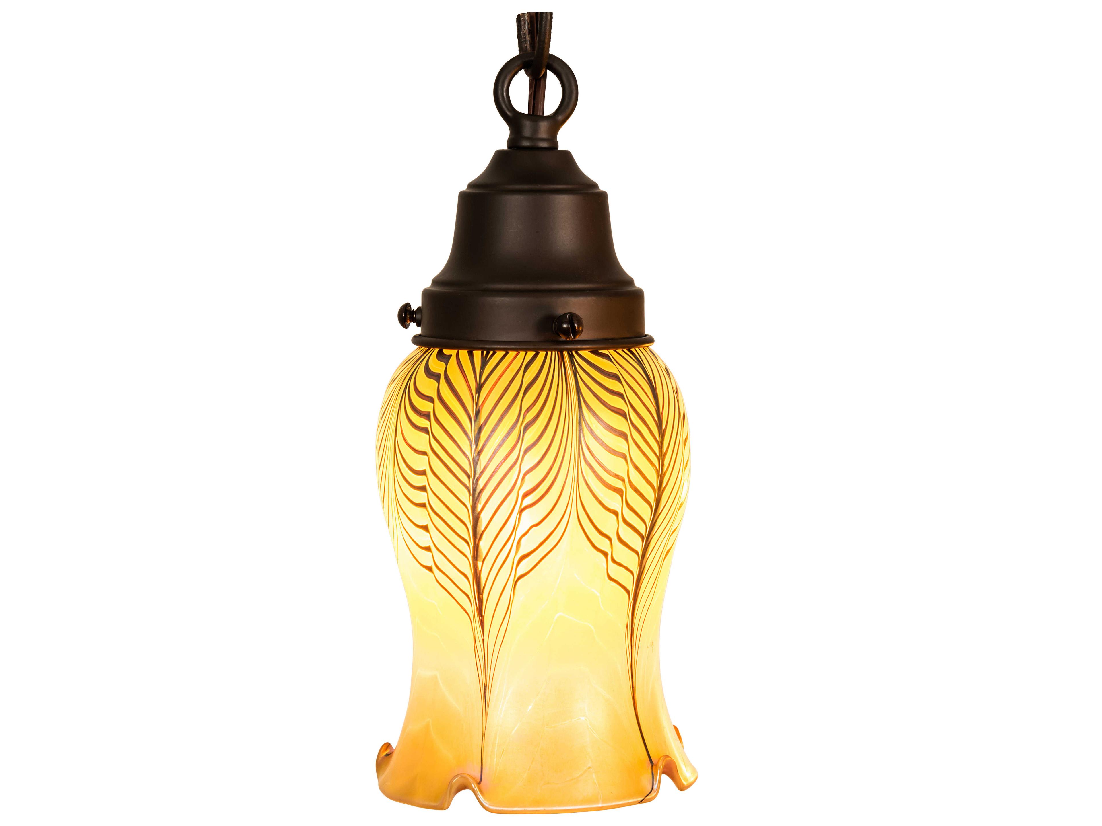 Meyda Bungalow 4-Light Craftsman Brown Glass Bell Pendant