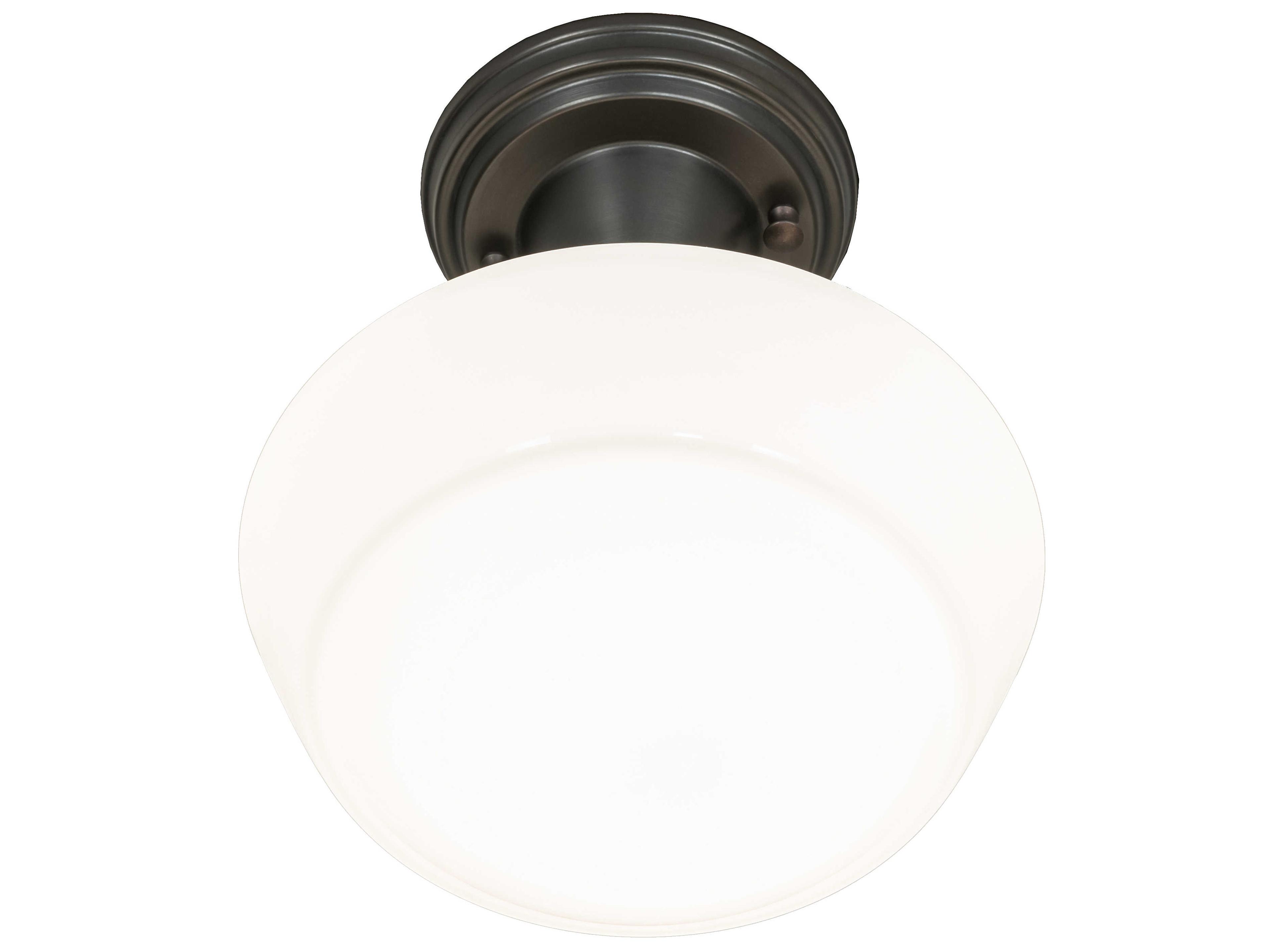 Meyda Revival Schoolhouse 1-Light Craftsman Brown Glass Semi Flush Mount