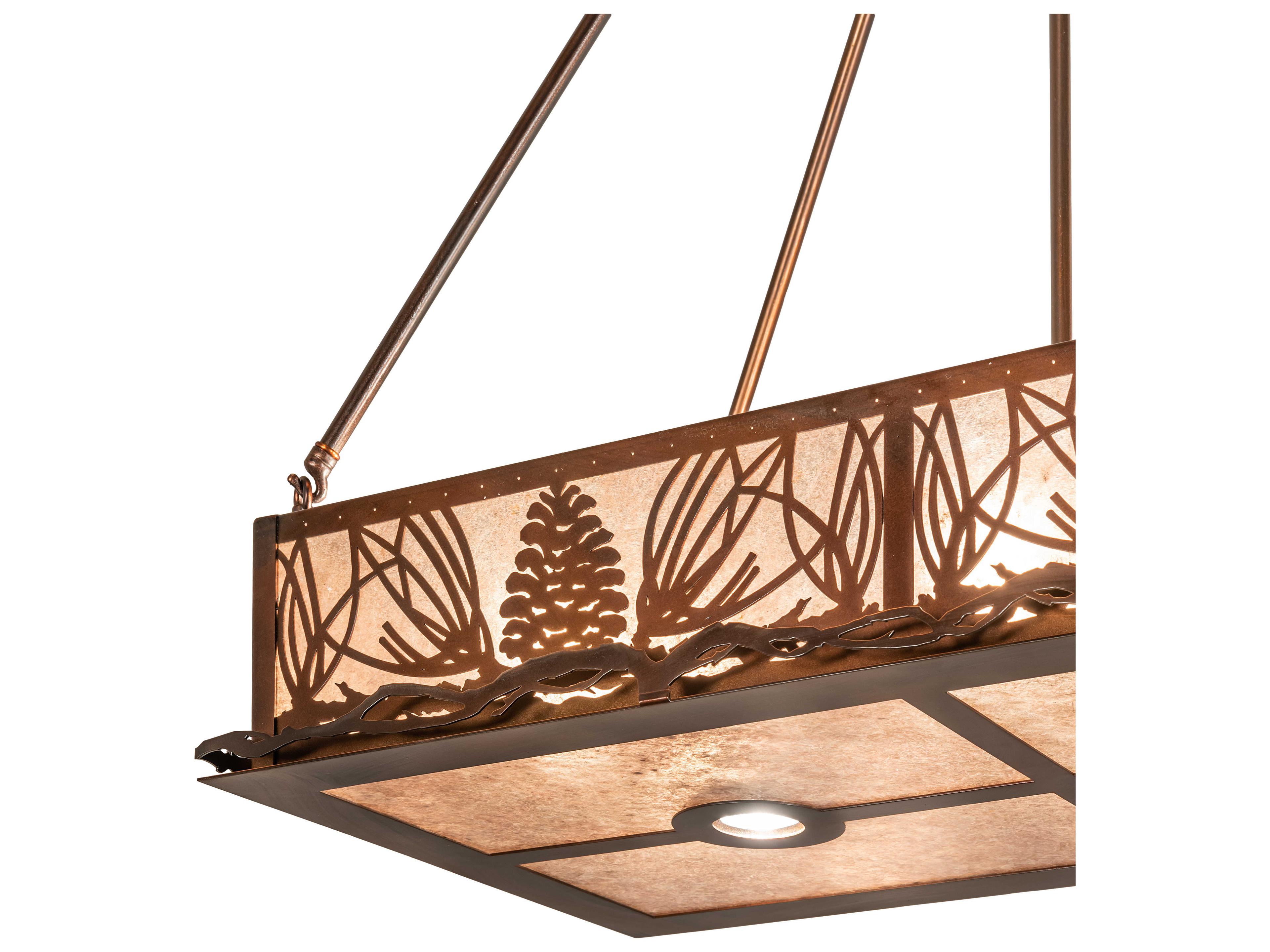 Meyda Mountain Pine 6 2 Light Vintage Copper Geometric Island Pendant