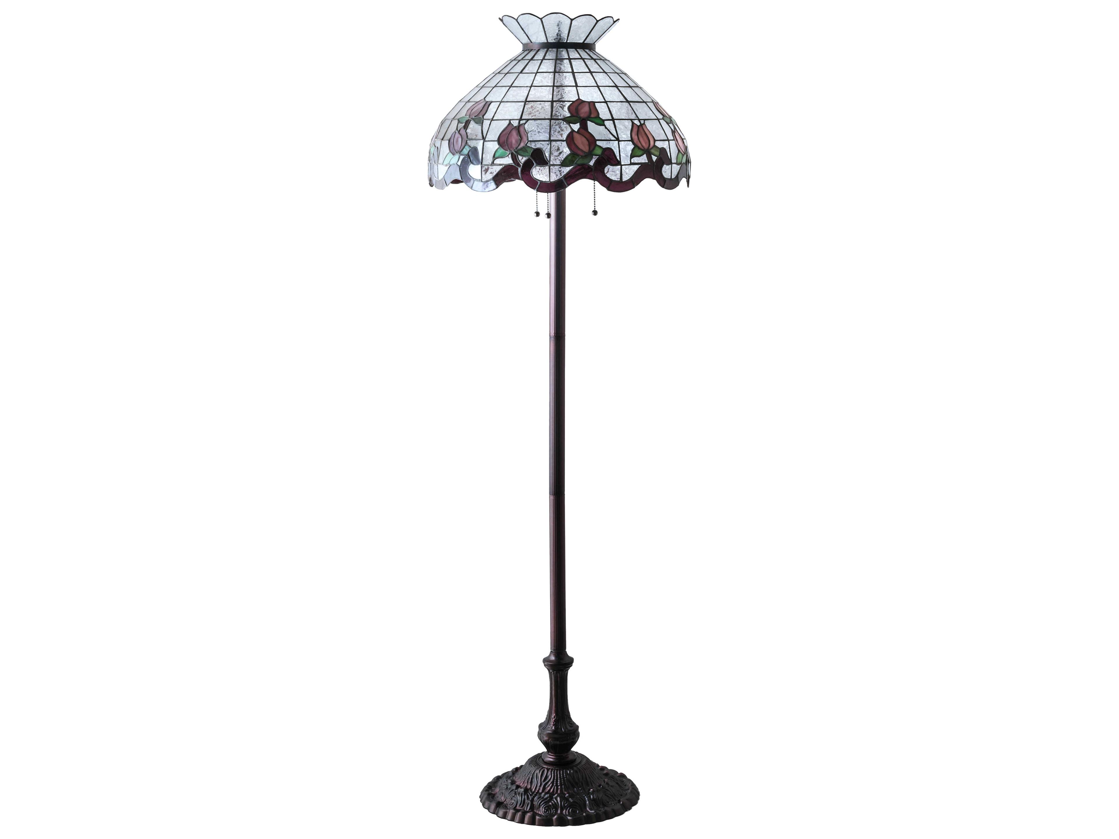 Meyda Roseborder Glass Tiffany Mahogany Bronze Floor Lamp