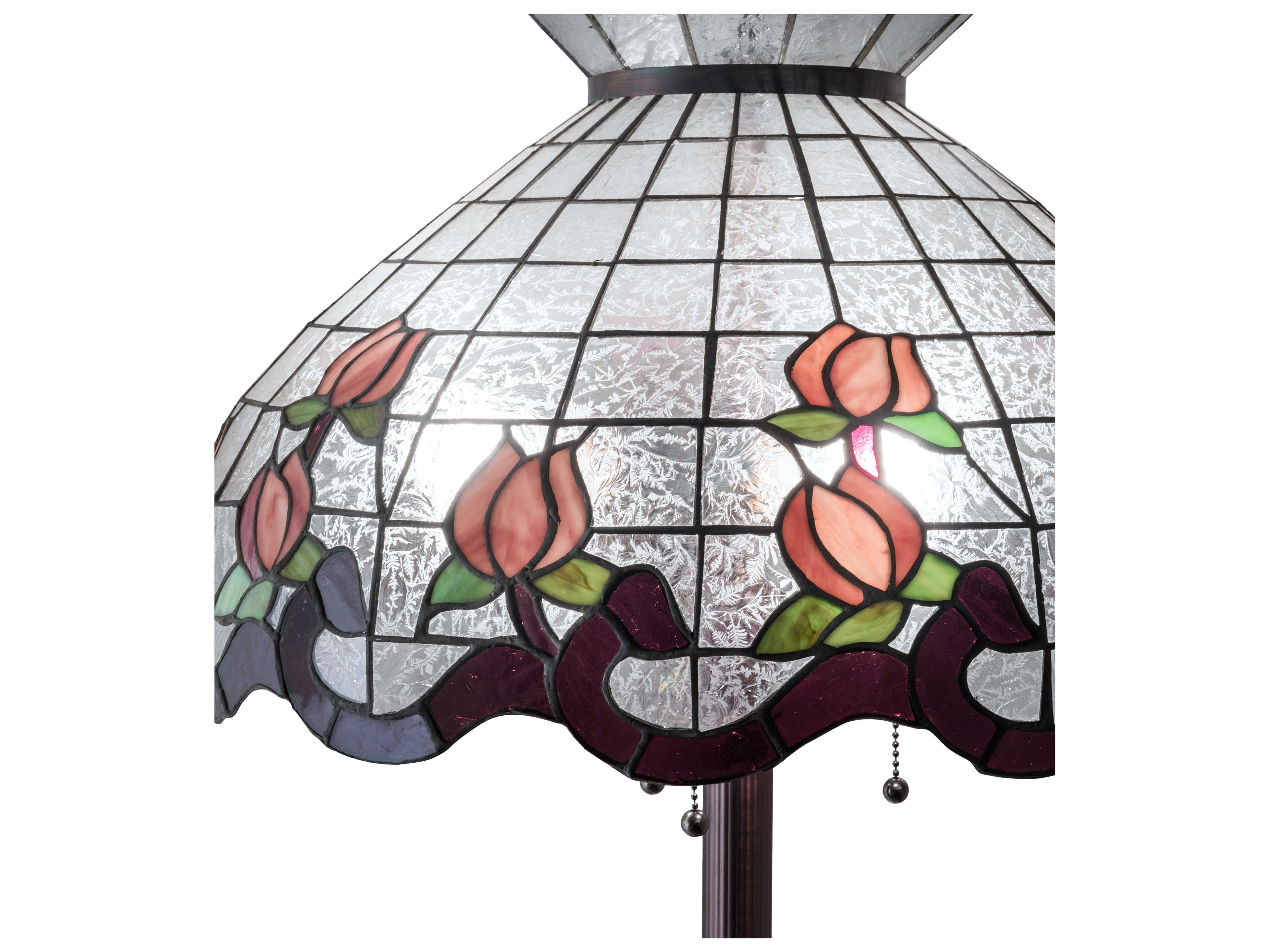 Meyda Roseborder Glass Tiffany Mahogany Bronze Floor Lamp