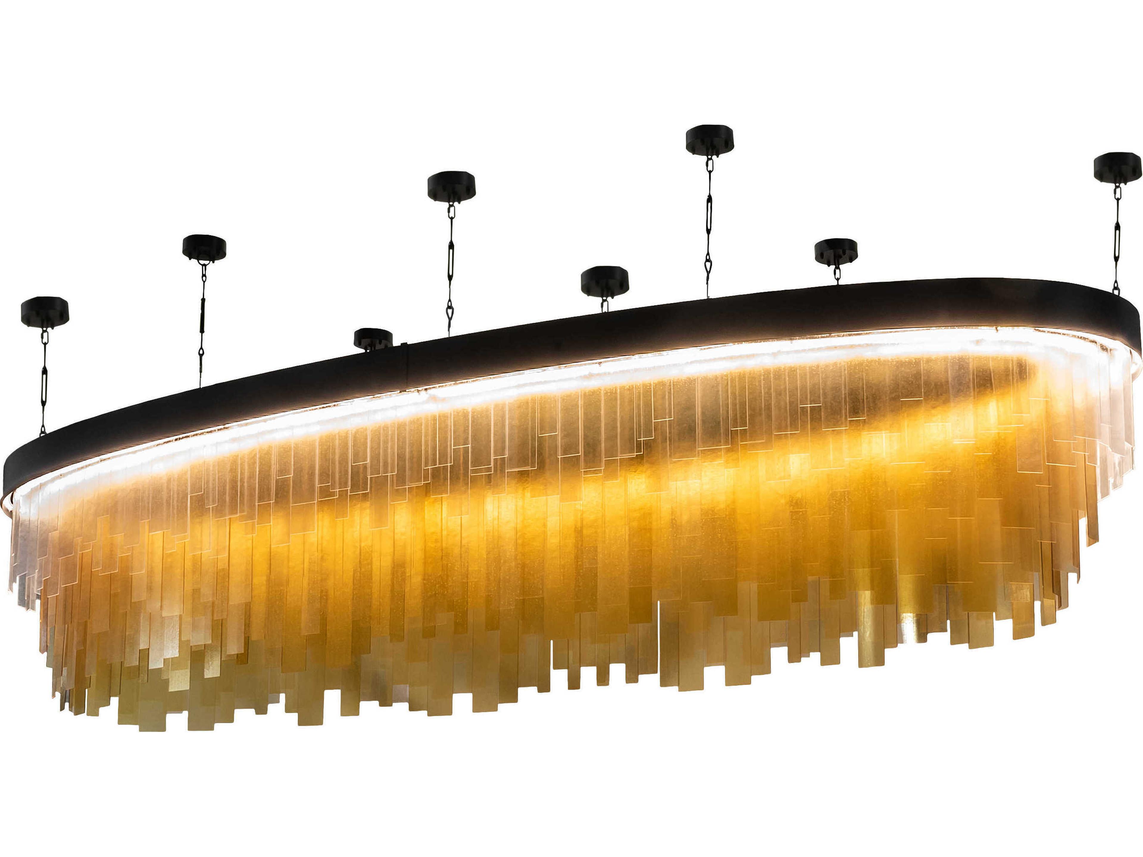 Steel Glass LED Linear Round Island Pendant