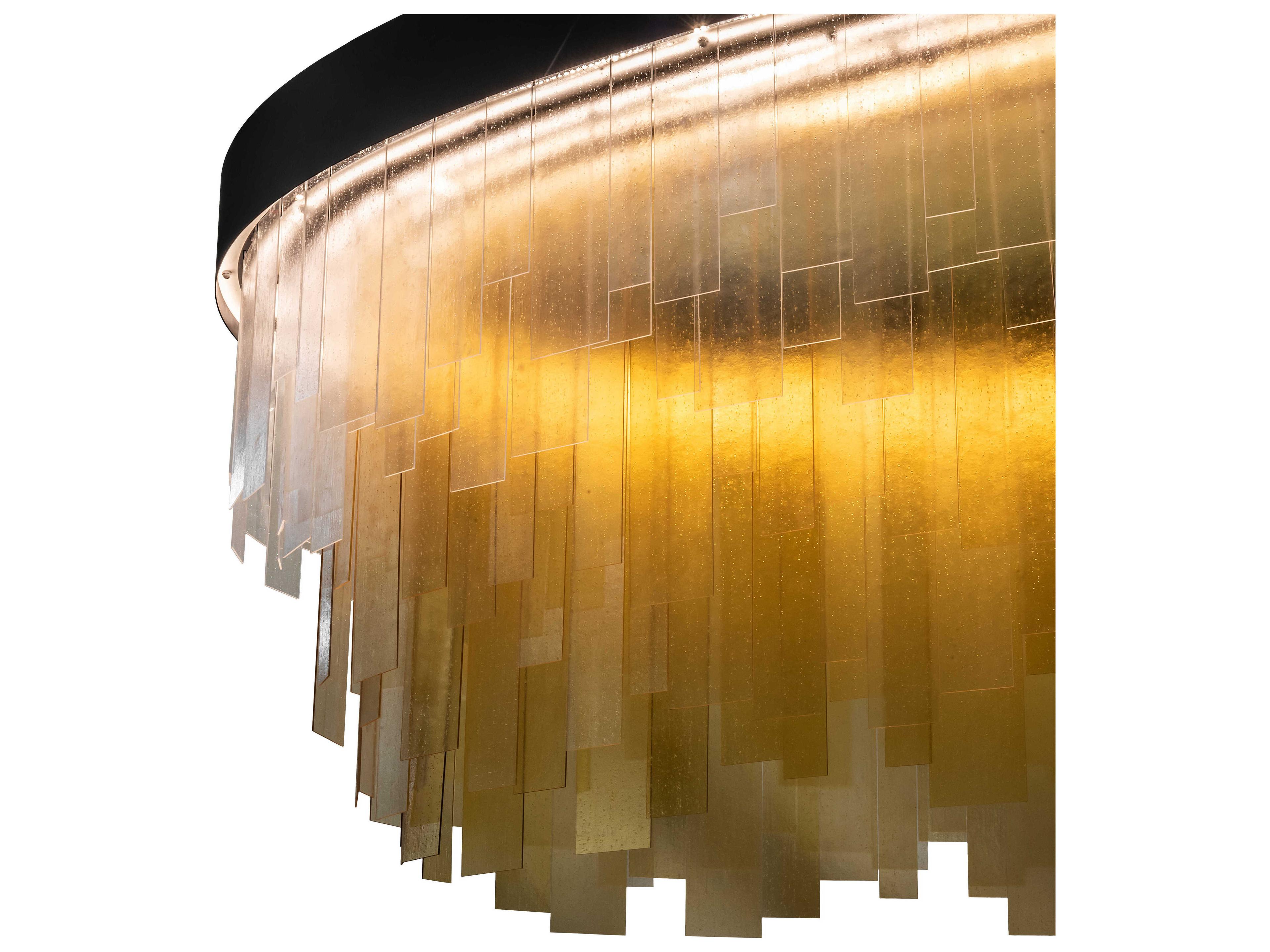 Meyda Steel Glass LED Linear Round Island Pendant