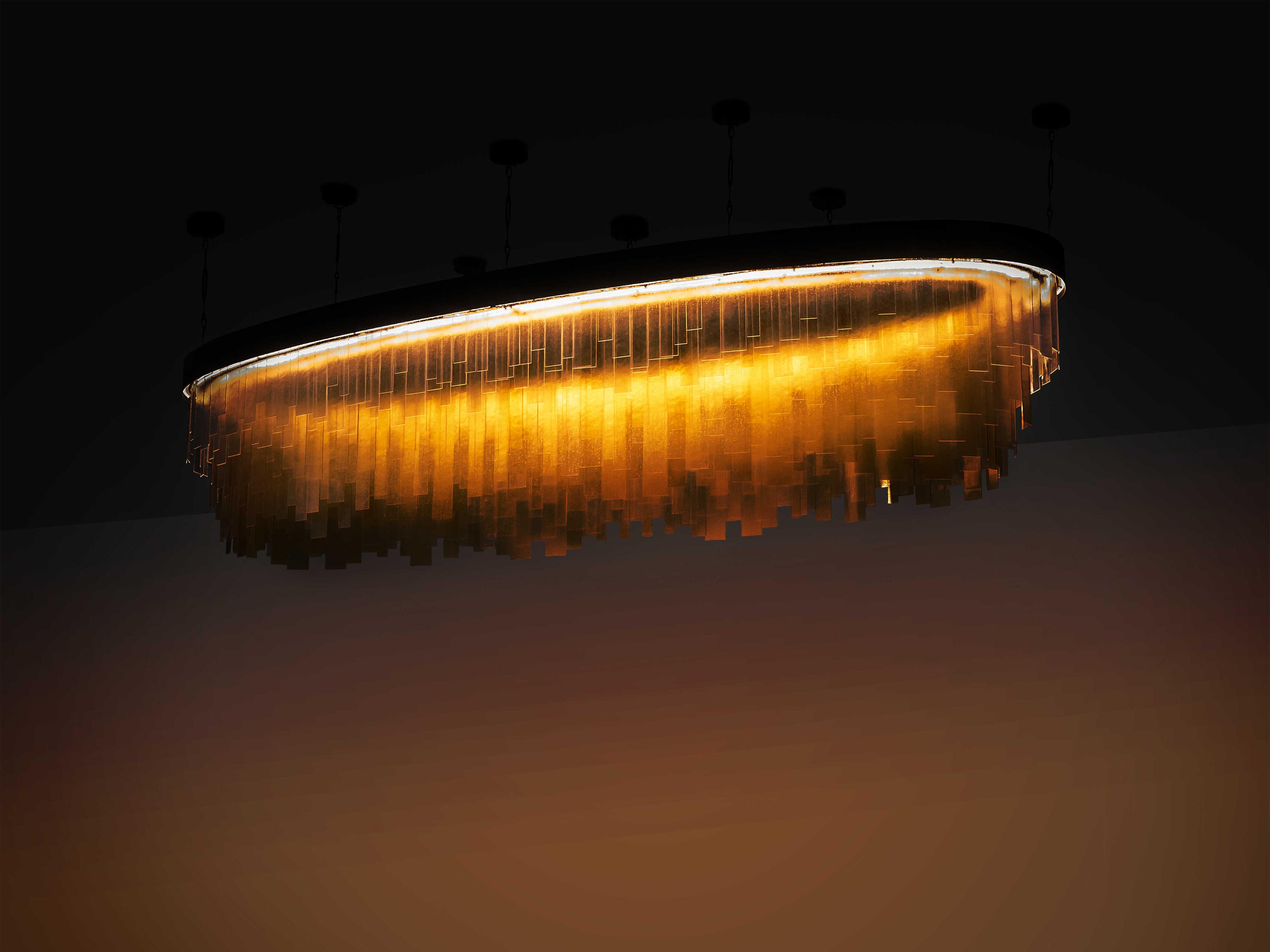 Meyda Steel Glass LED Linear Round Island Pendant