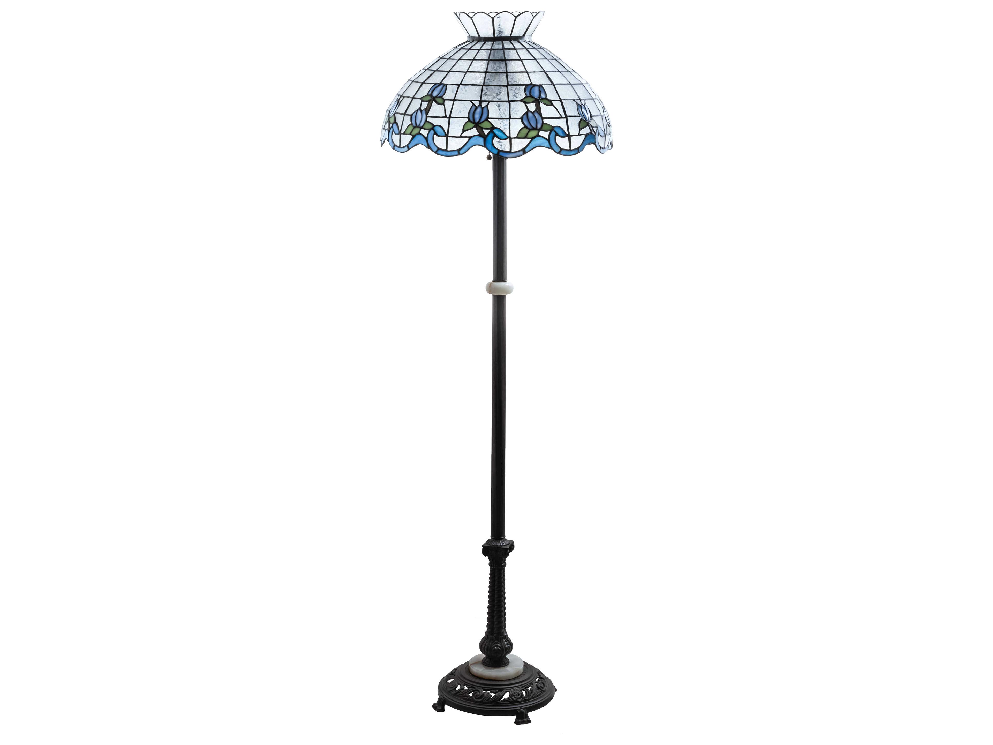 Meyda Roseborder Glass Tiffany Mahogany Bronze Floor Lamp