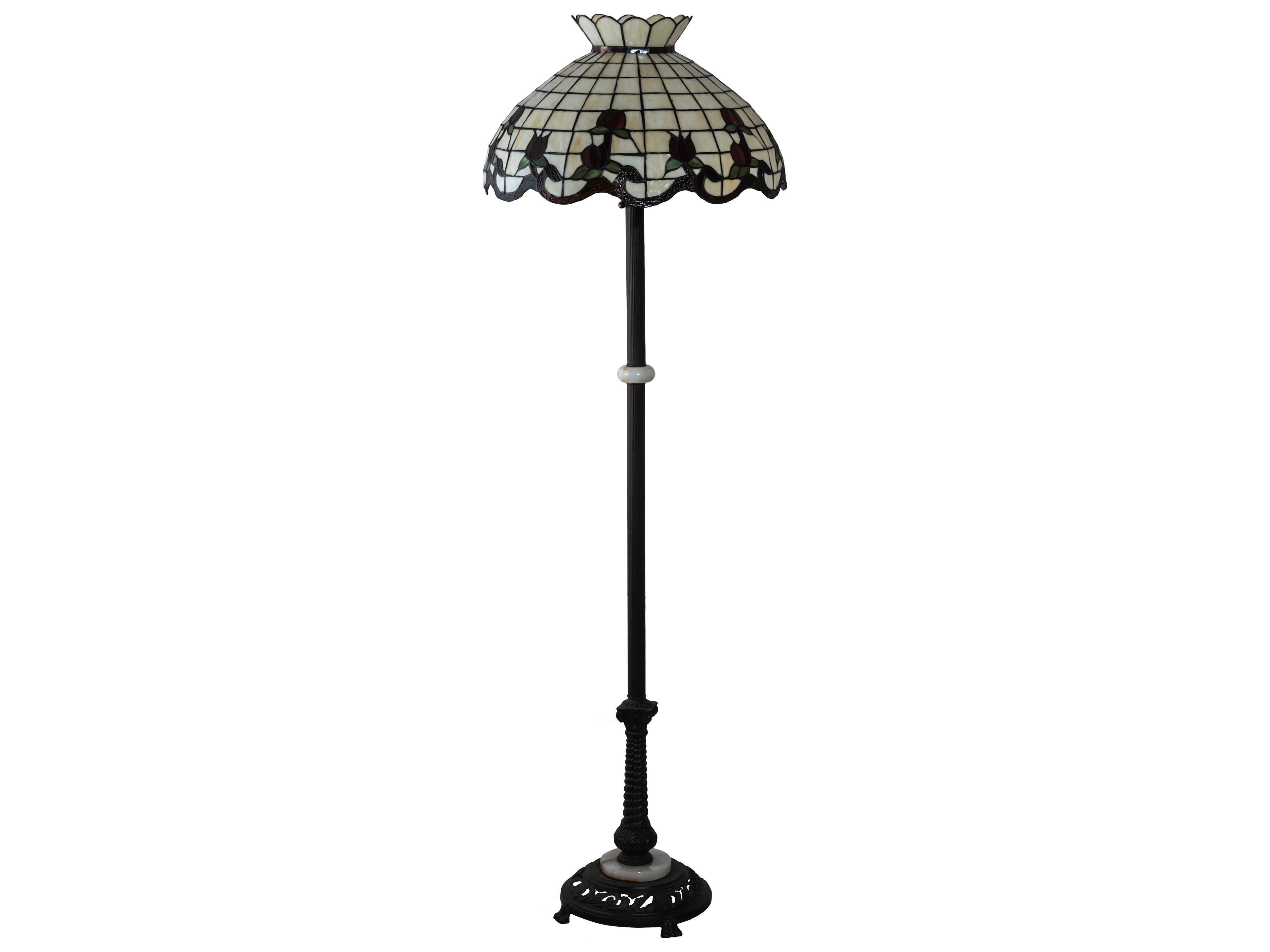 Meyda Roseborder Glass Tiffany Mahogany Bronze Floor Lamp