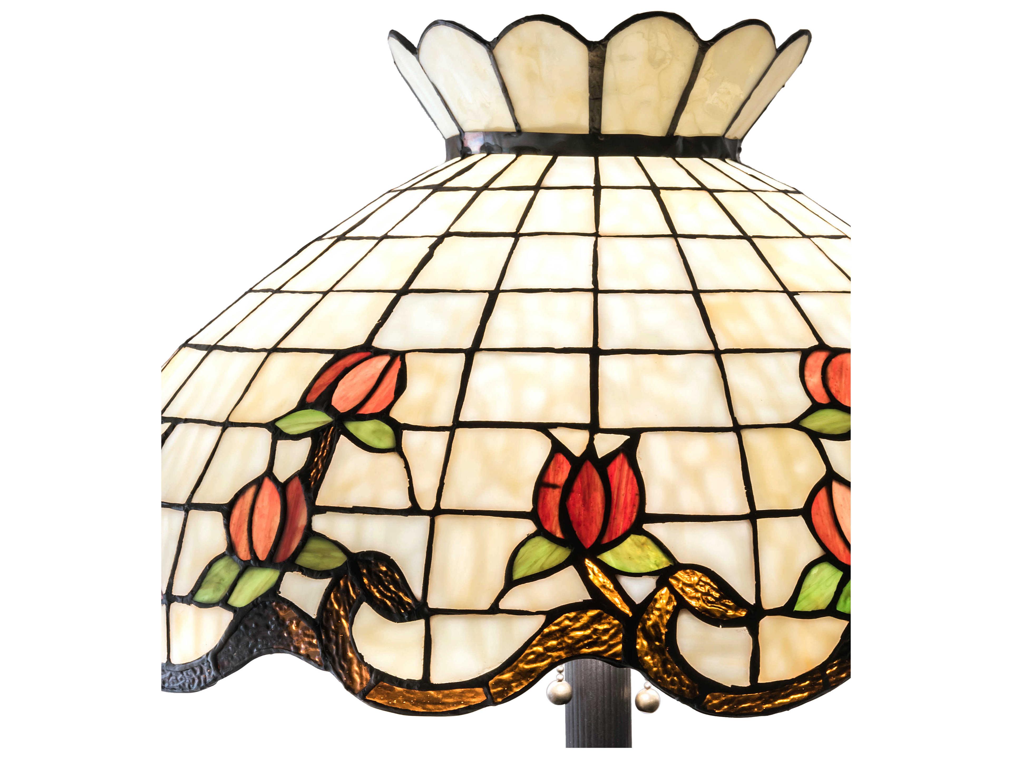 Meyda Roseborder Glass Tiffany Mahogany Bronze Floor Lamp