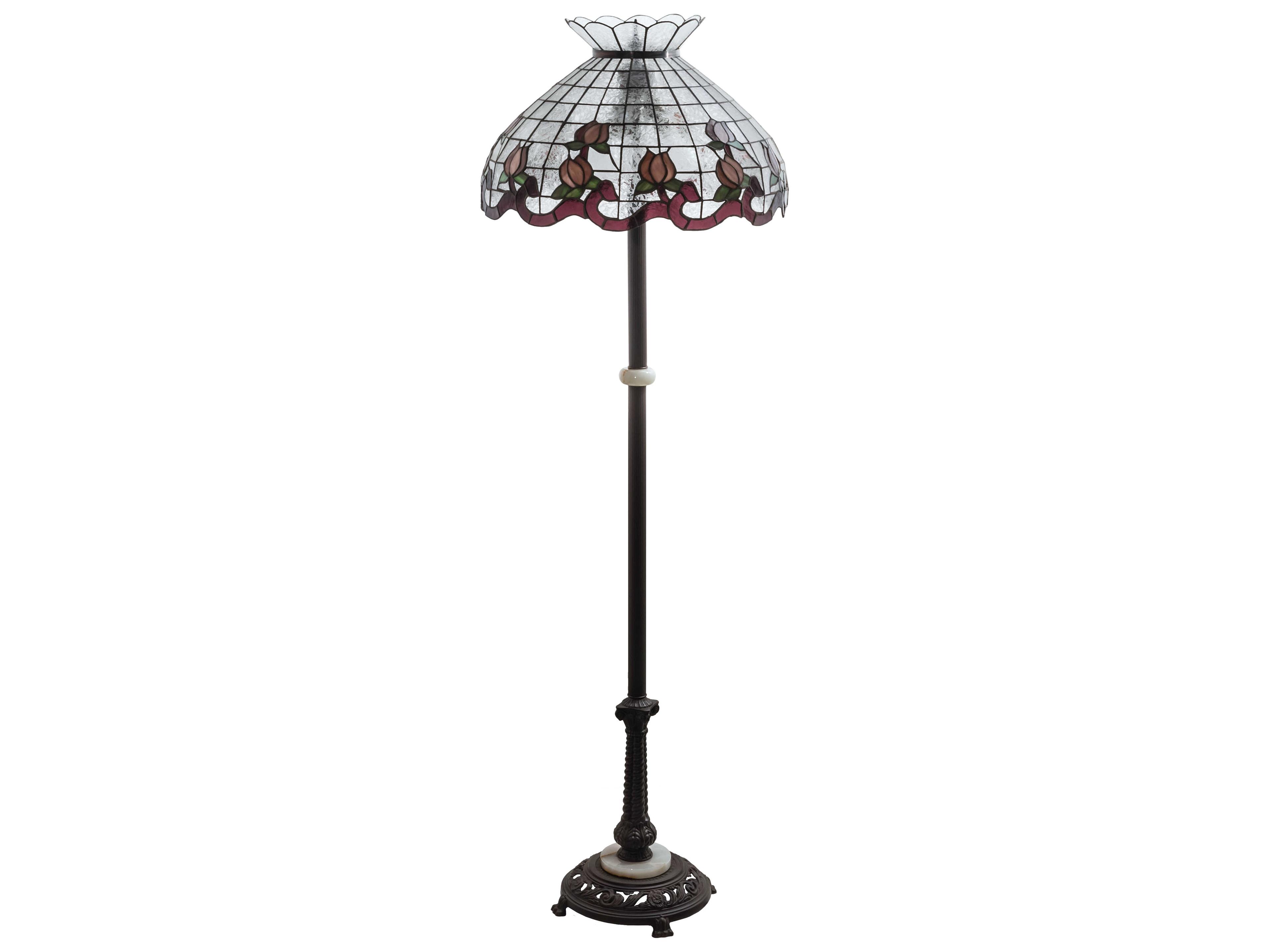 Meyda Roseborder Glass Tiffany Mahogany Bronze Floor Lamp