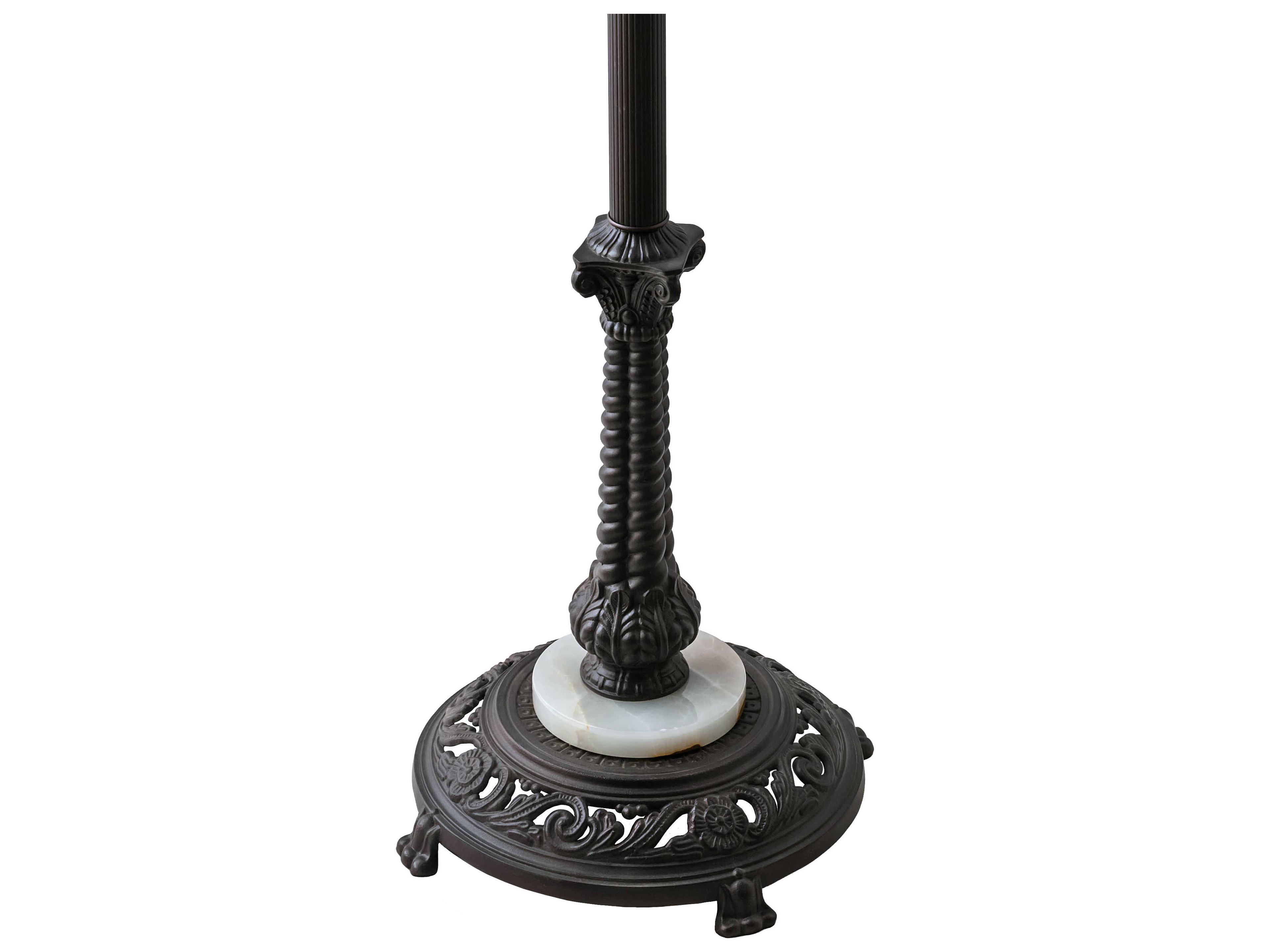 Meyda Roseborder Glass Tiffany Mahogany Bronze Floor Lamp