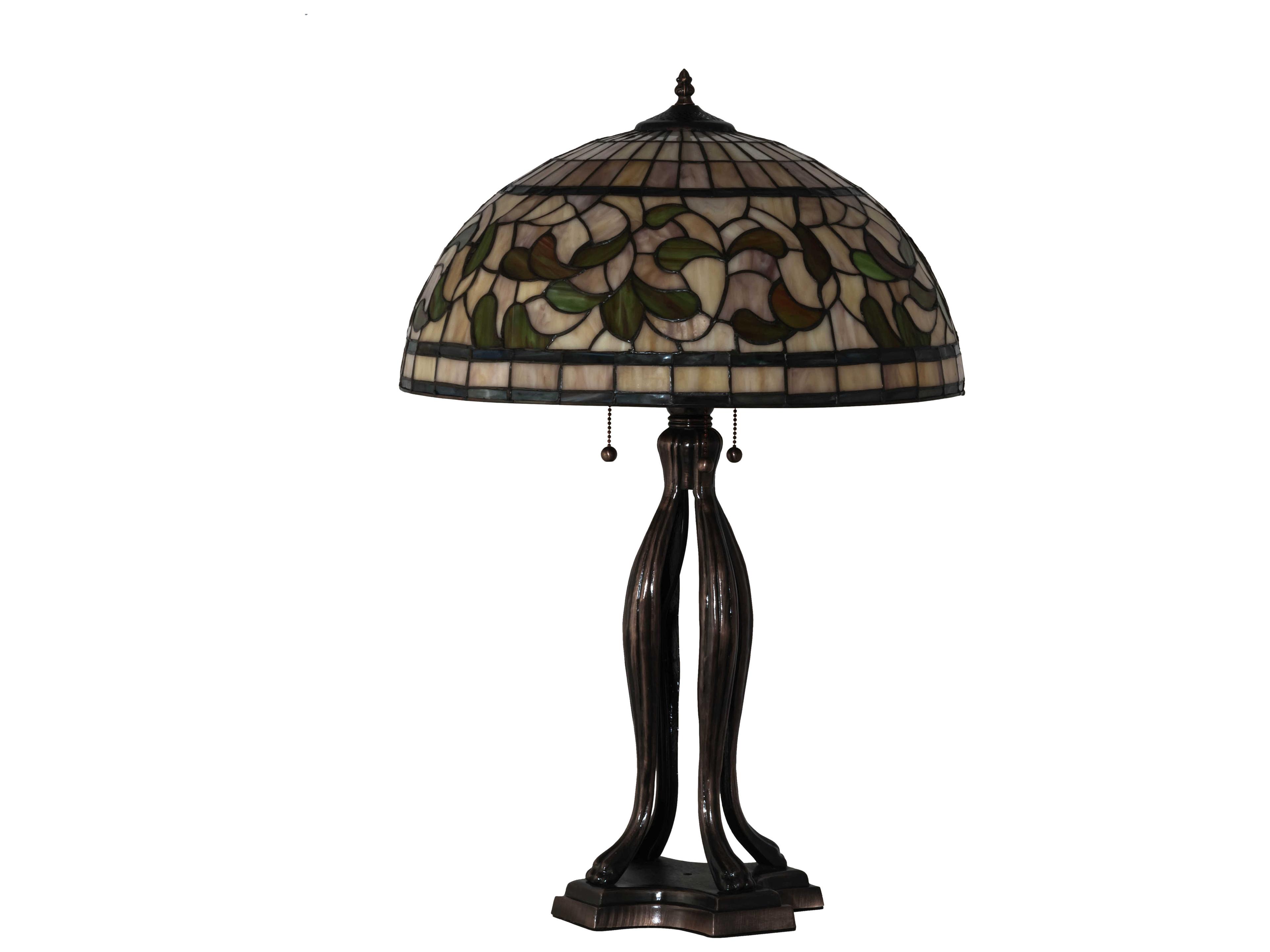 Meyda Tiffany Turning Leaf Glass Mahogany Bronze Buffet Lamp