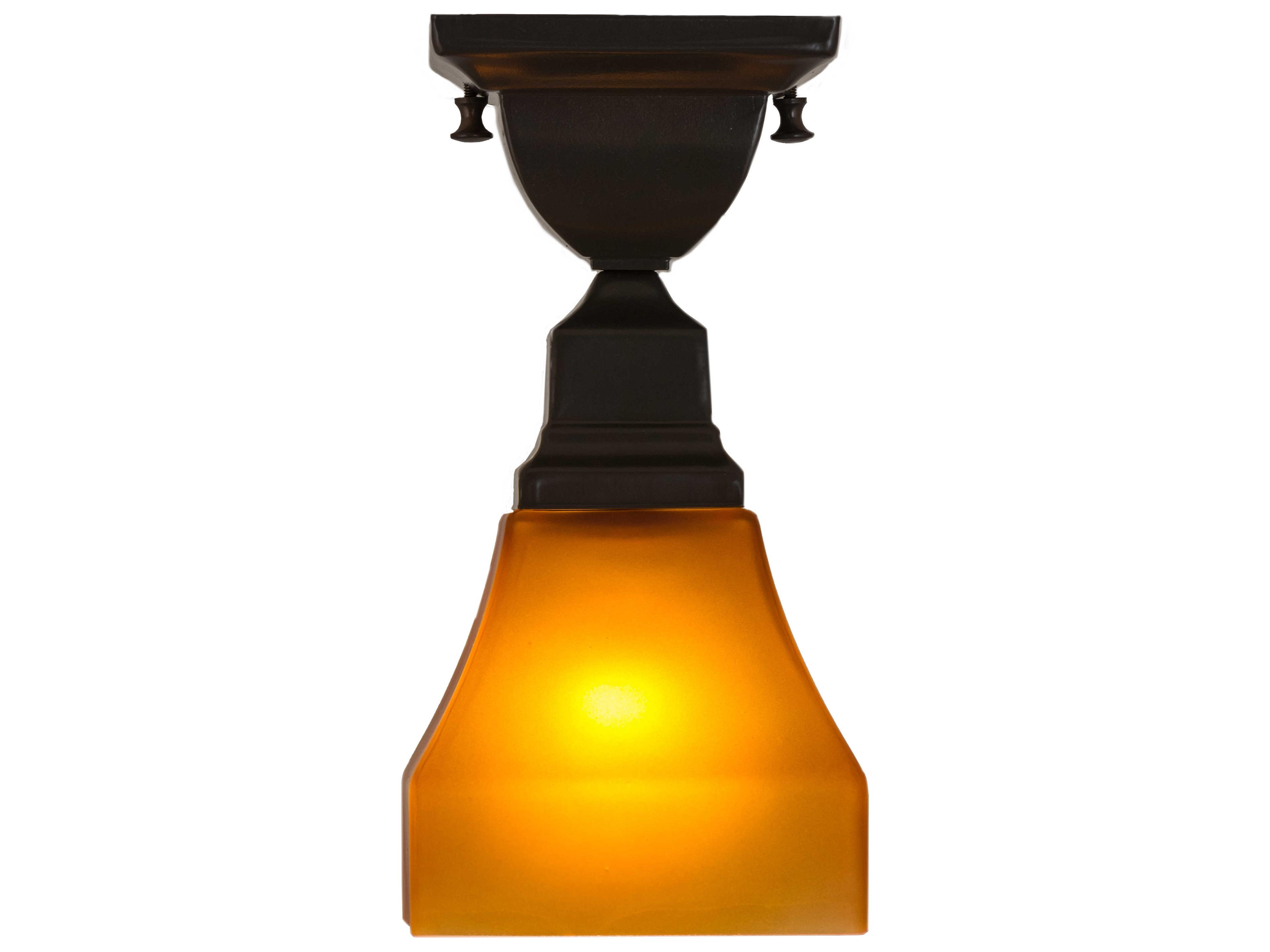 Meyda Bungalow 1-Light Timeless Bronze Glass Flush Mount