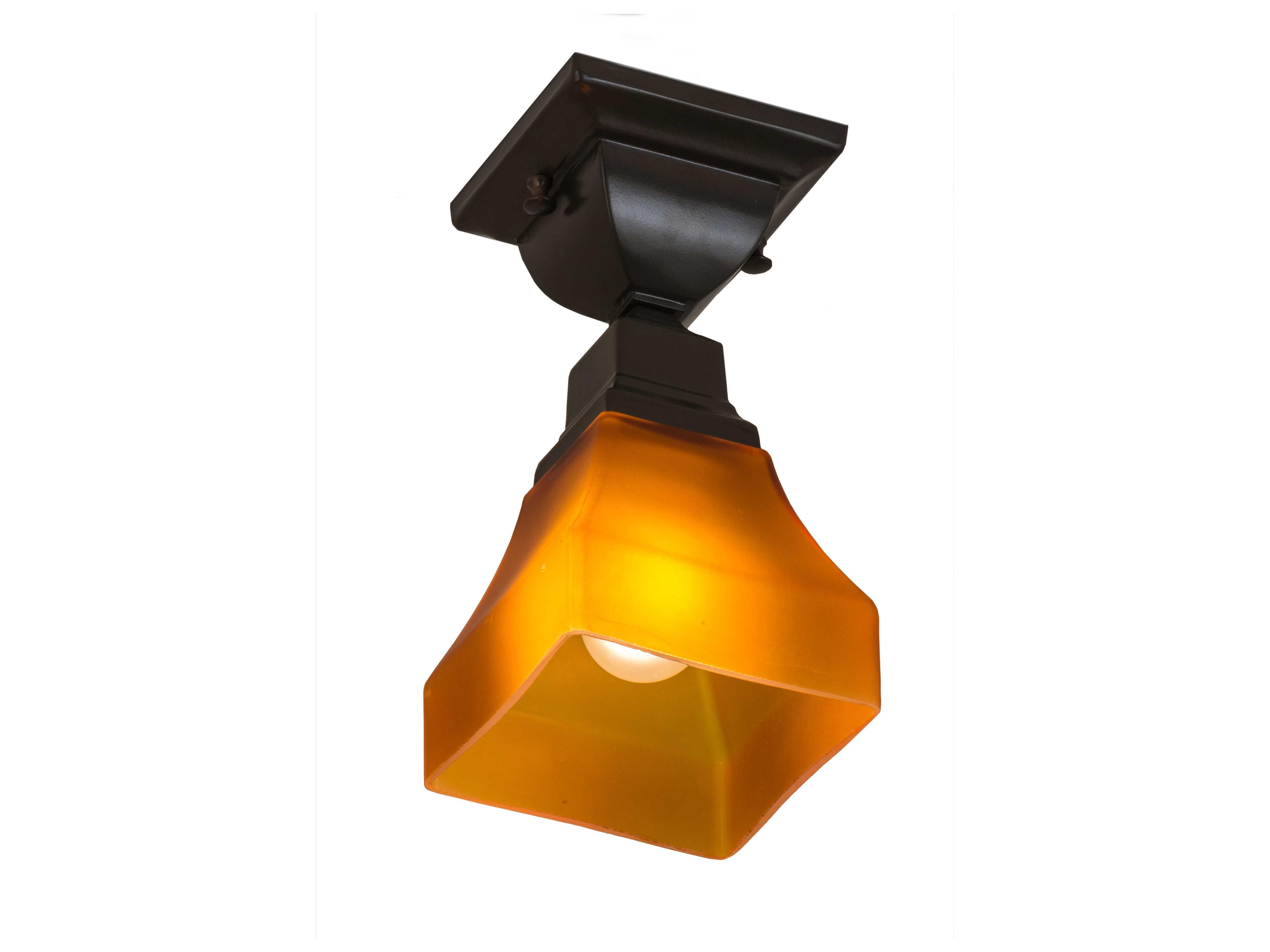 Meyda Bungalow 1-Light Timeless Bronze Glass Flush Mount