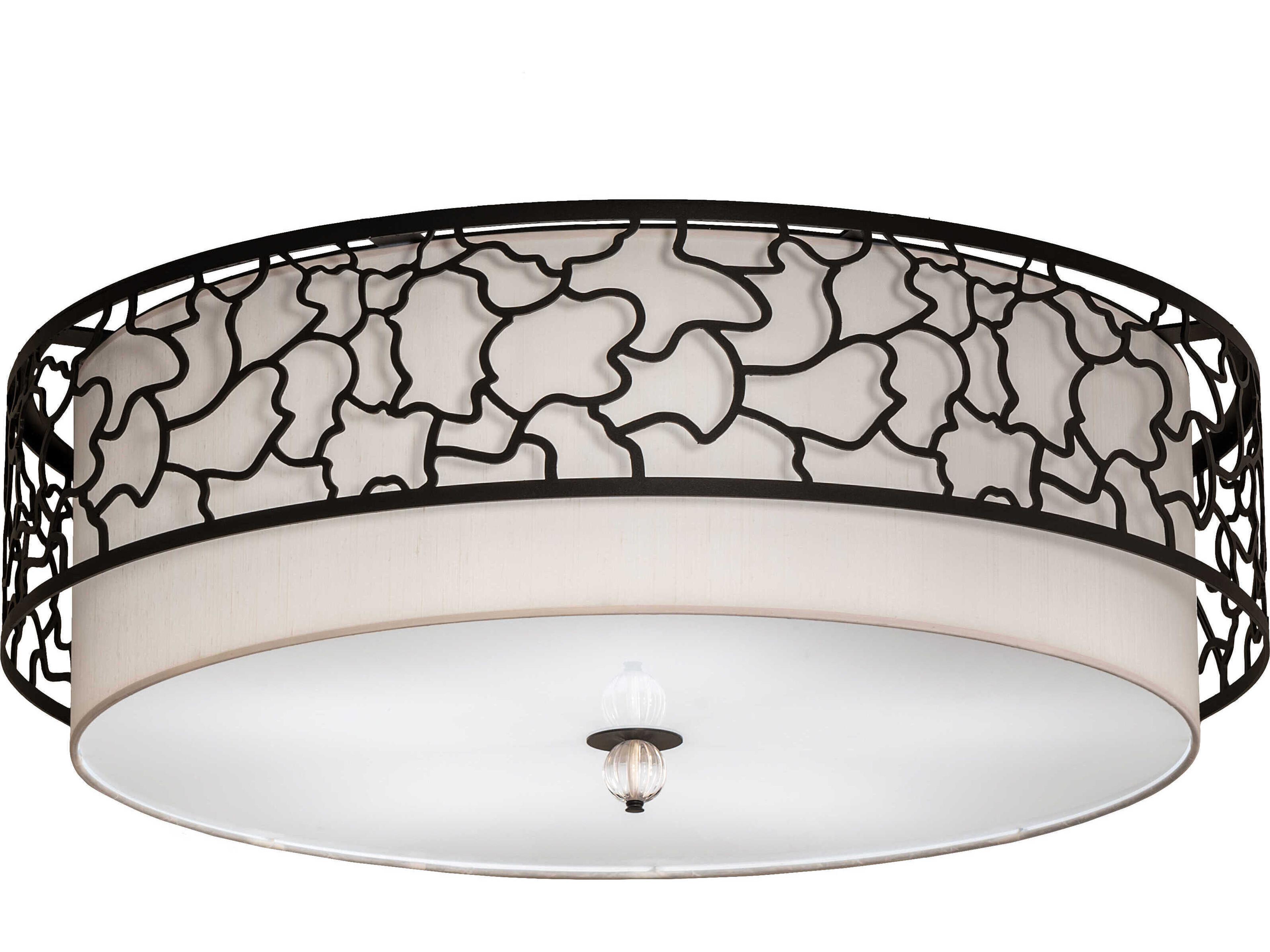 Black Glass LED Drum Round Flush Mount