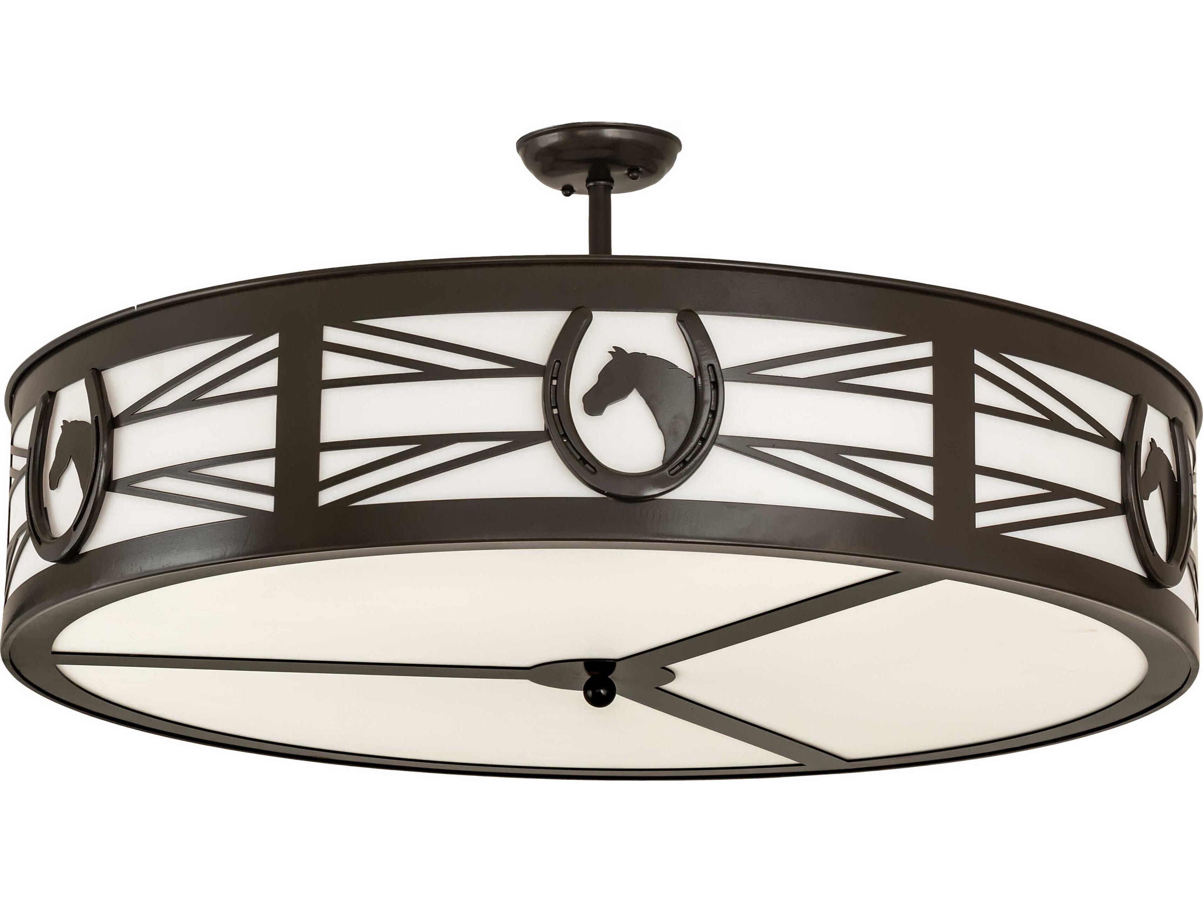 Horseshoe 6-Light Timeless Bronze Drum Semi Flush Mount