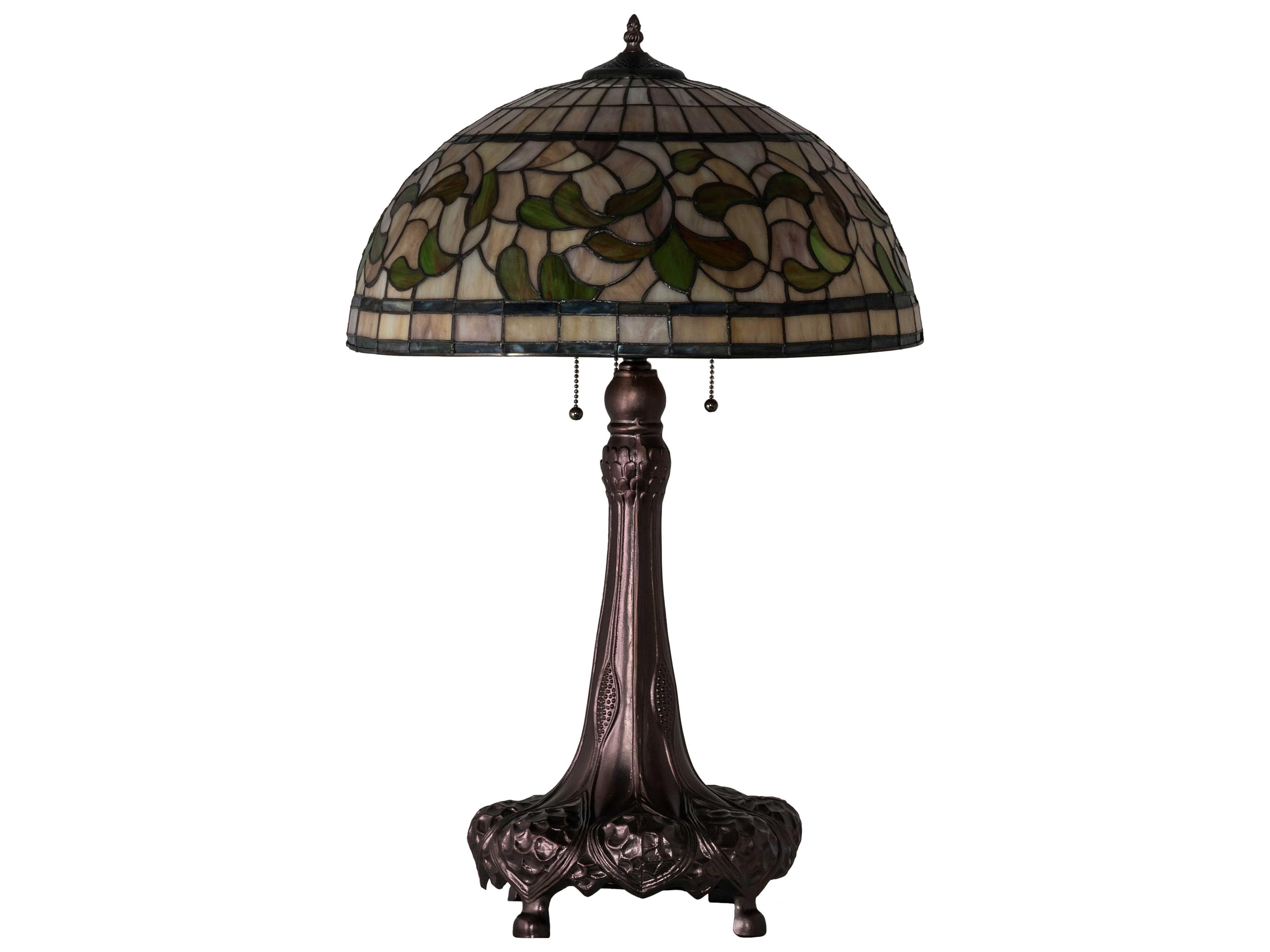 Meyda Tiffany Turning Leaf Glass Mahogany Bronze Buffet Lamp