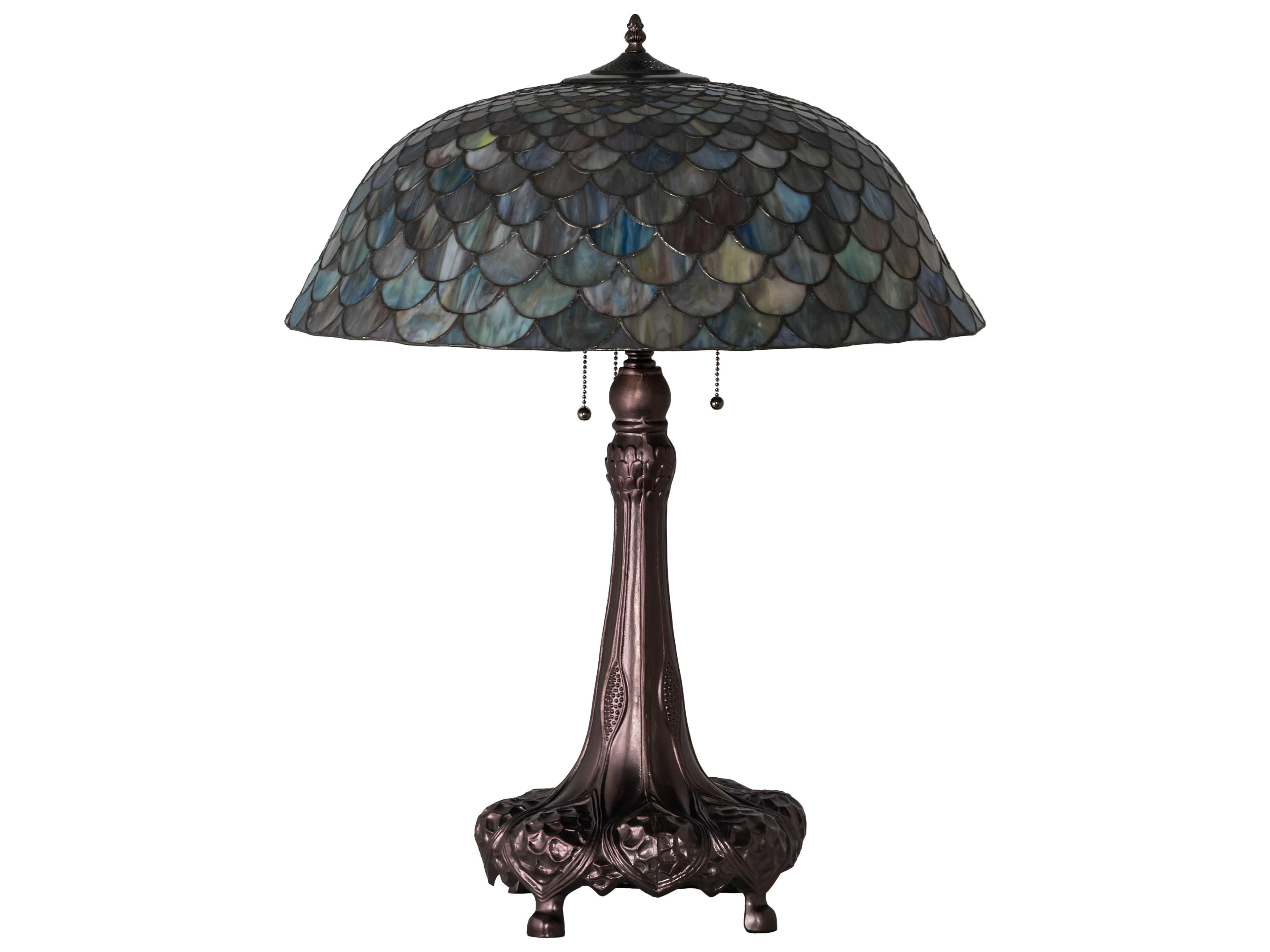 Meyda Tiffany Fishscale Glass Mahogany Bronze Buffet Lamp