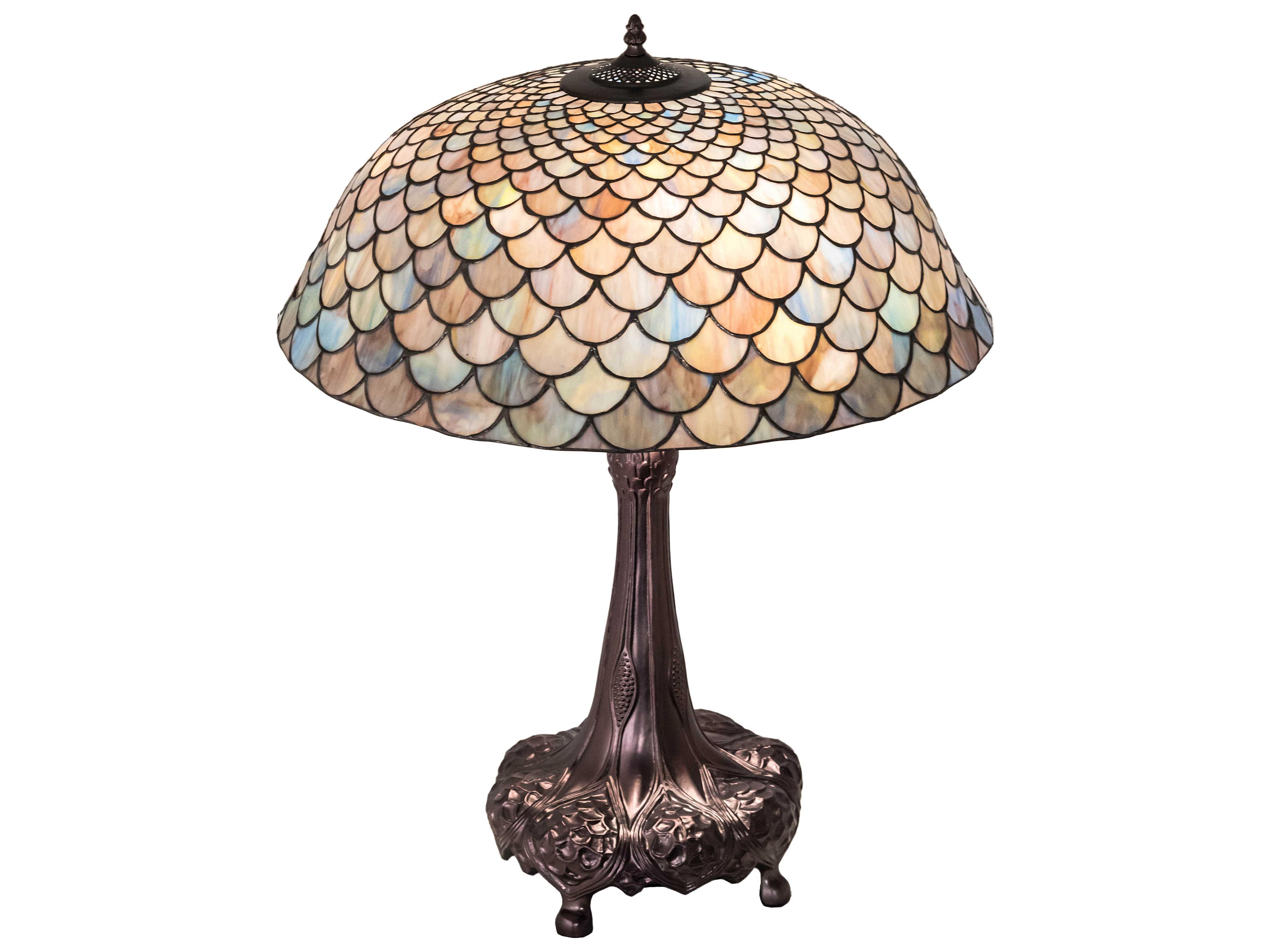 Meyda Tiffany Fishscale Glass Mahogany Bronze Buffet Lamp