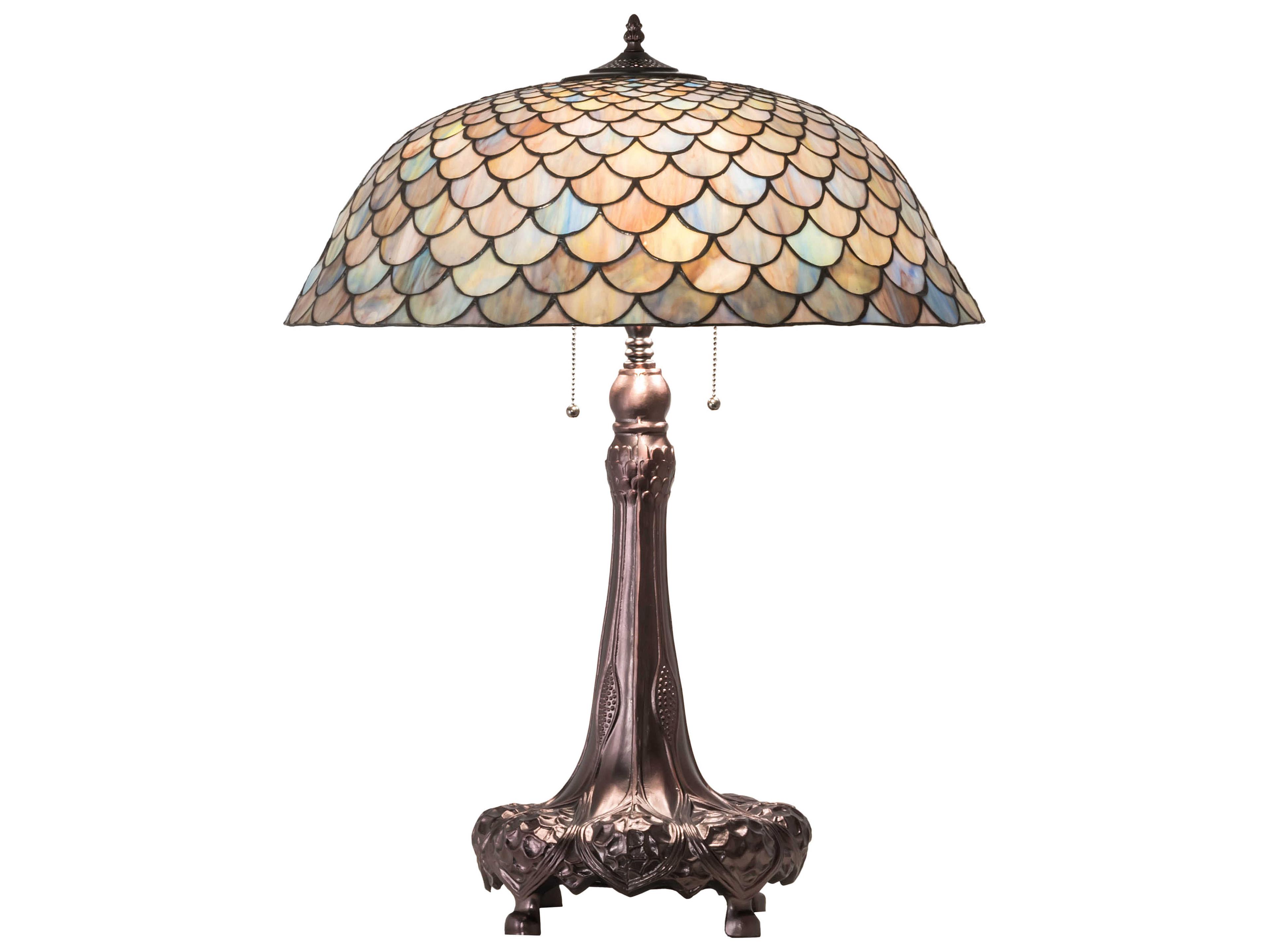 Meyda Tiffany Fishscale Glass Mahogany Bronze Buffet Lamp