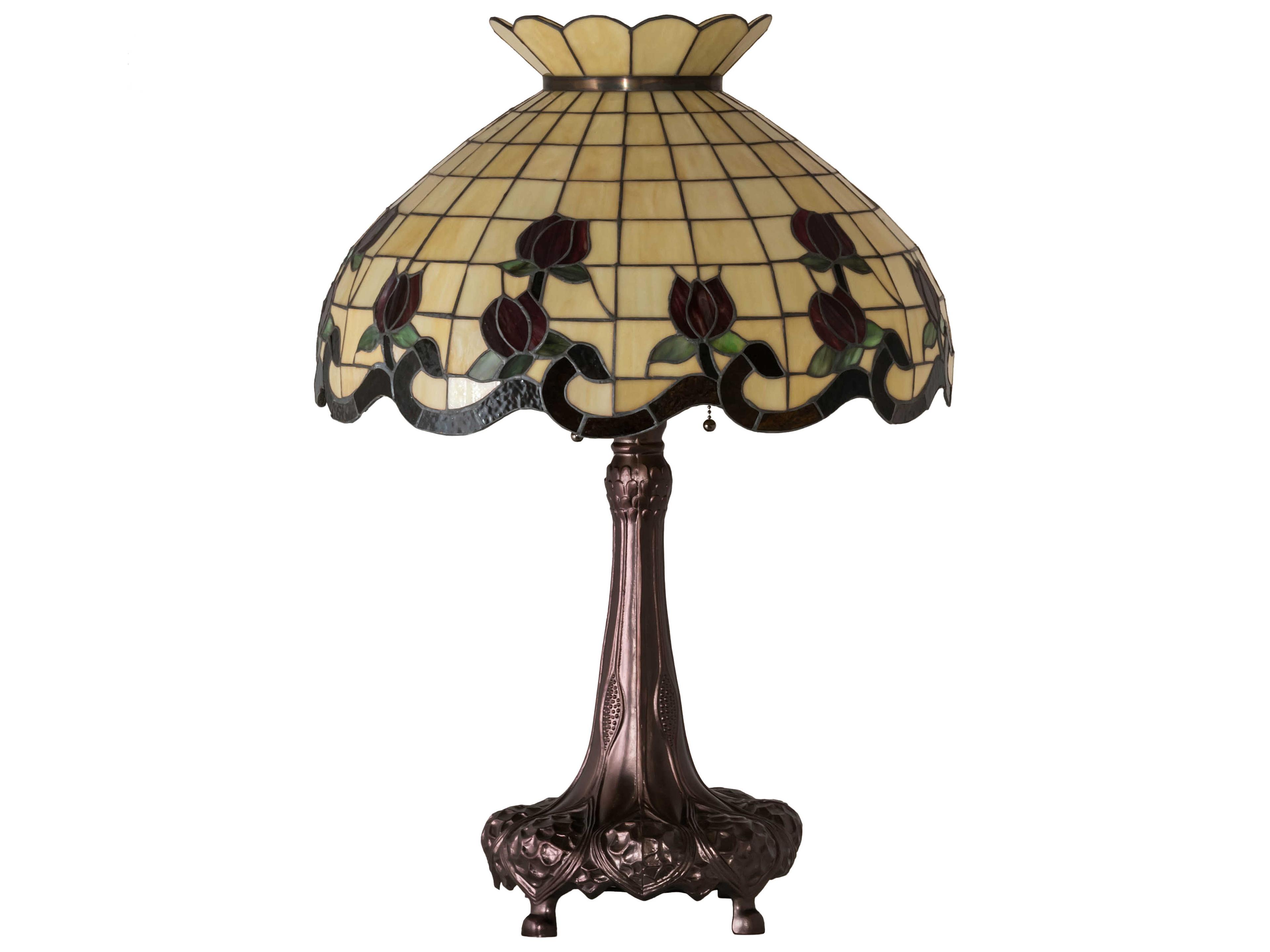 Meyda Roseborder Glass Tiffany Mahogany Bronze Buffet Lamp