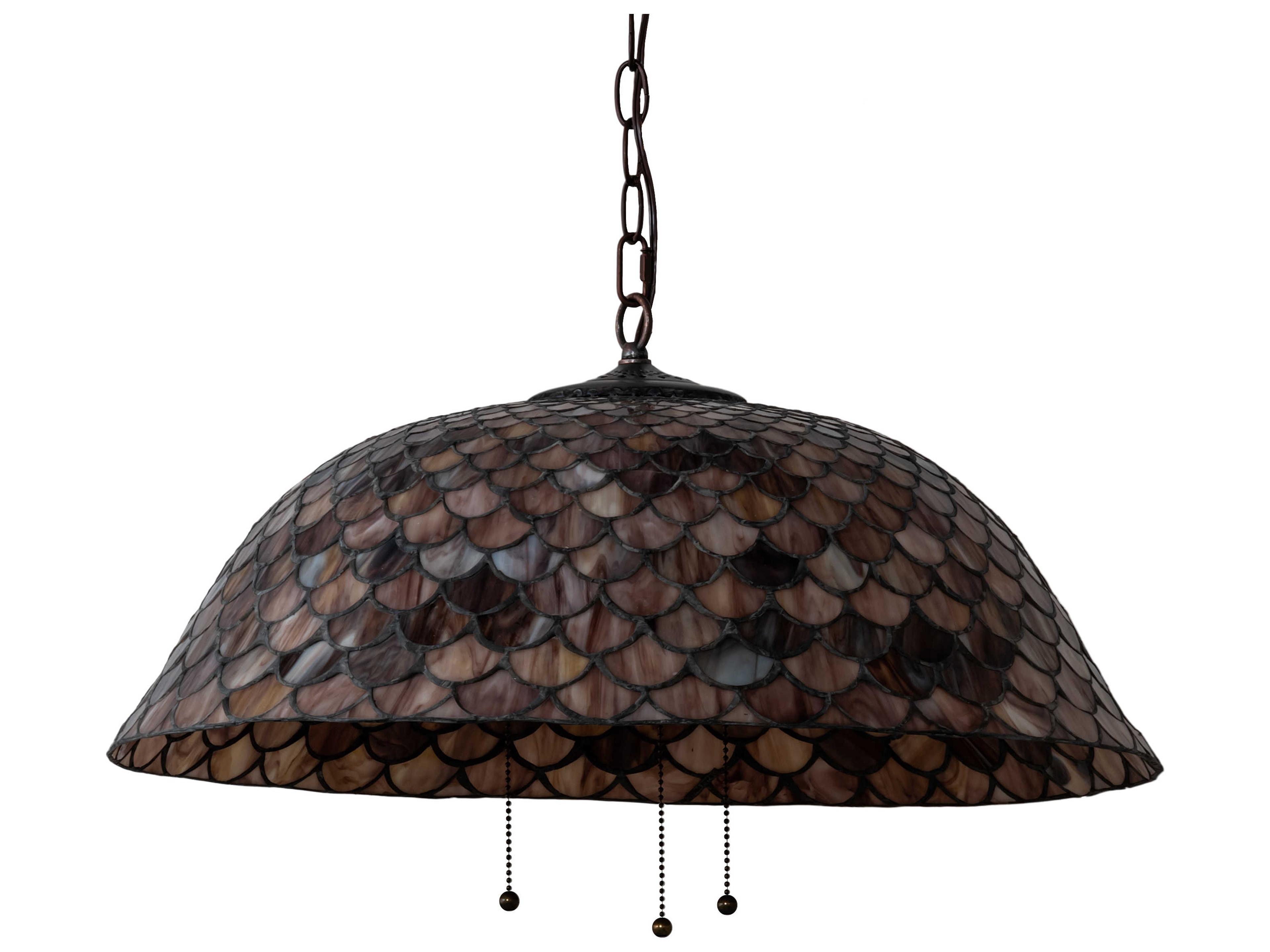 Meyda Tiffany Fishscale 3-Light Mahogany Bronze Glass Bowl Pendant