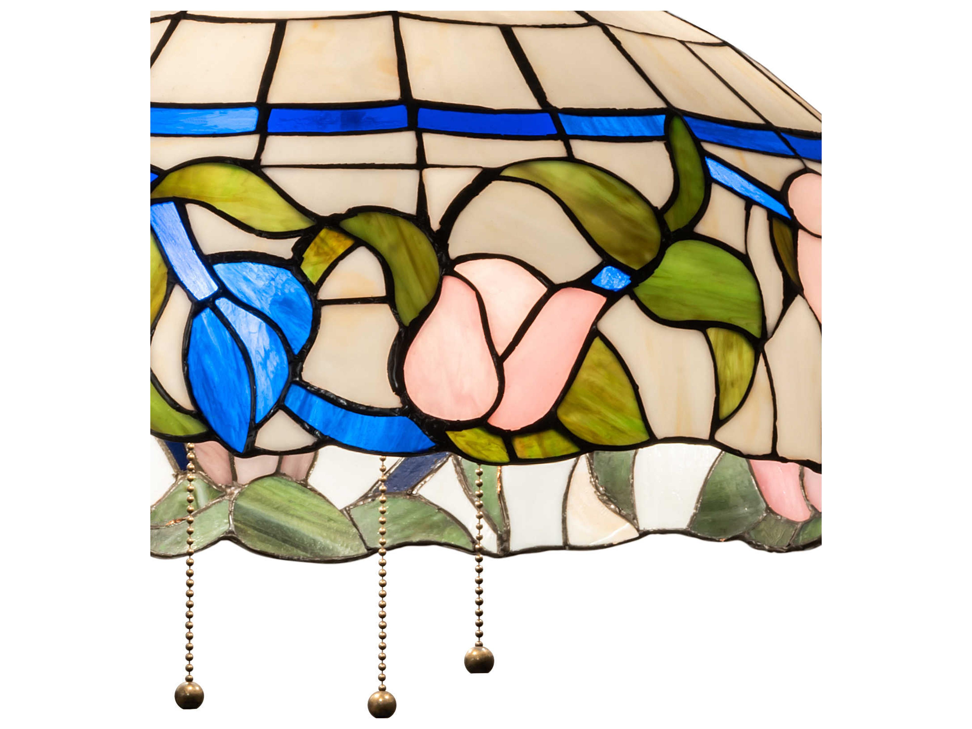 Meyda Rose Vine 3-Light Mahogany Bronze Glass Tiffany Dome Pendant