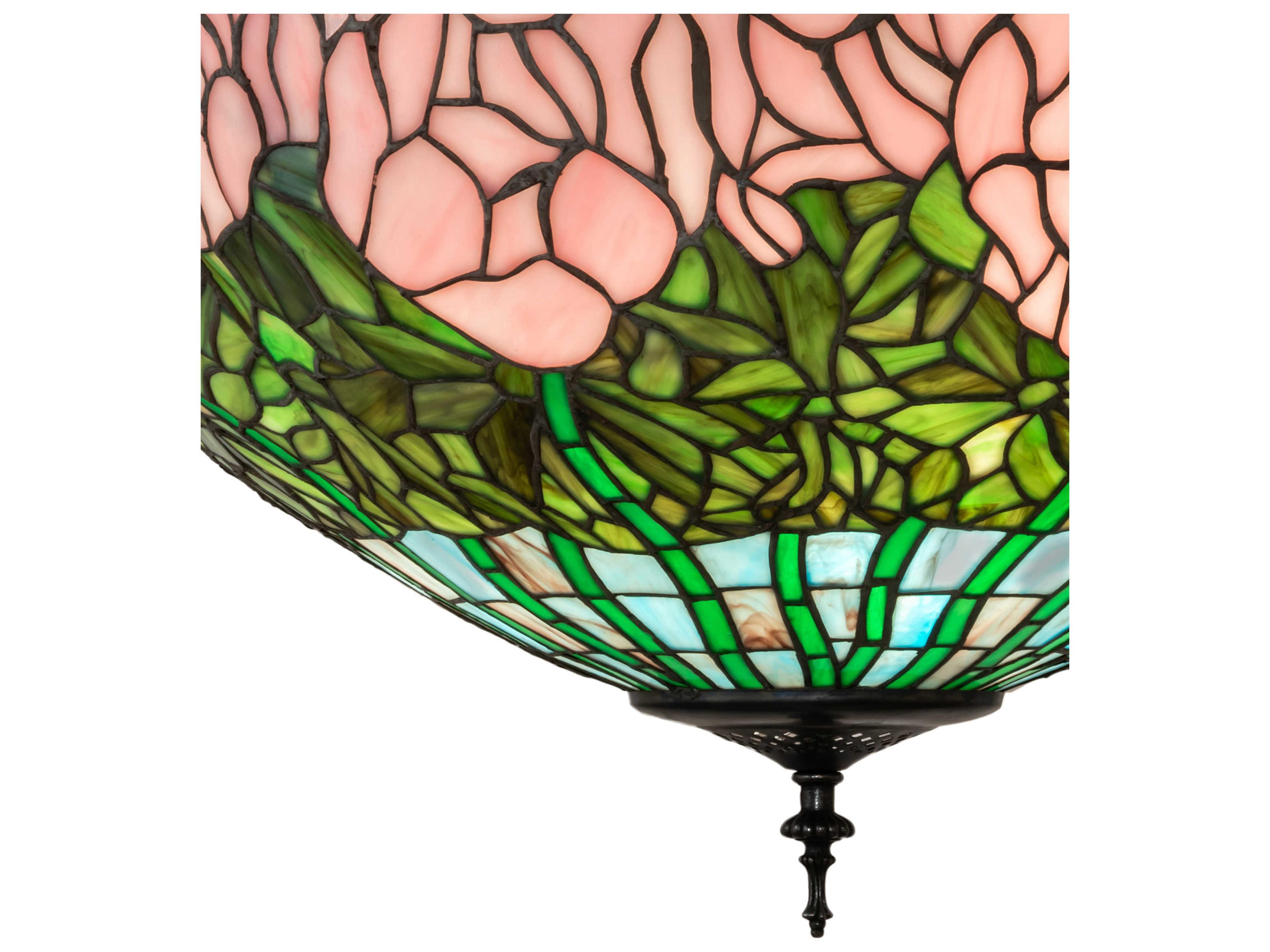 Meyda Tiffany Cabbage Rose 3-Light Mahogany Bronze Glass Bowl Pendant