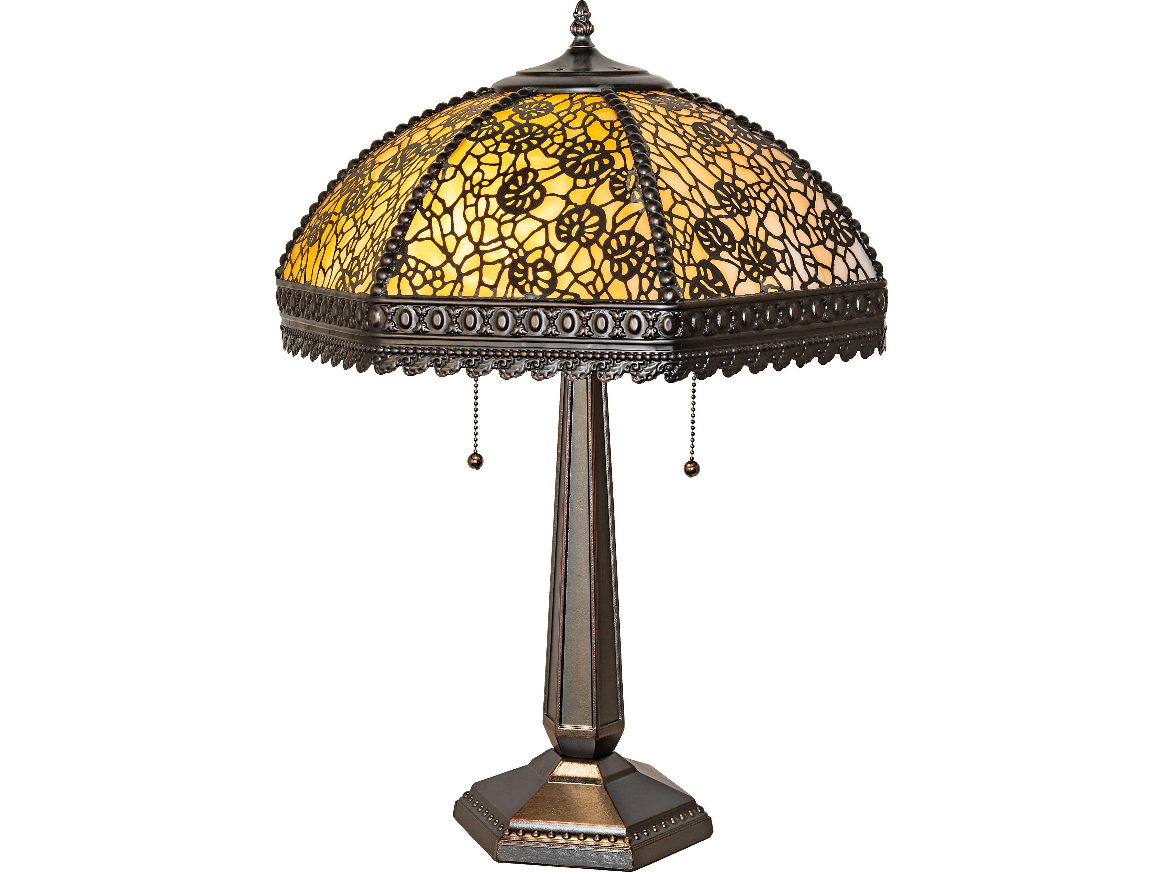 Lotus Leaf Brass Traditional Buffet Lamp